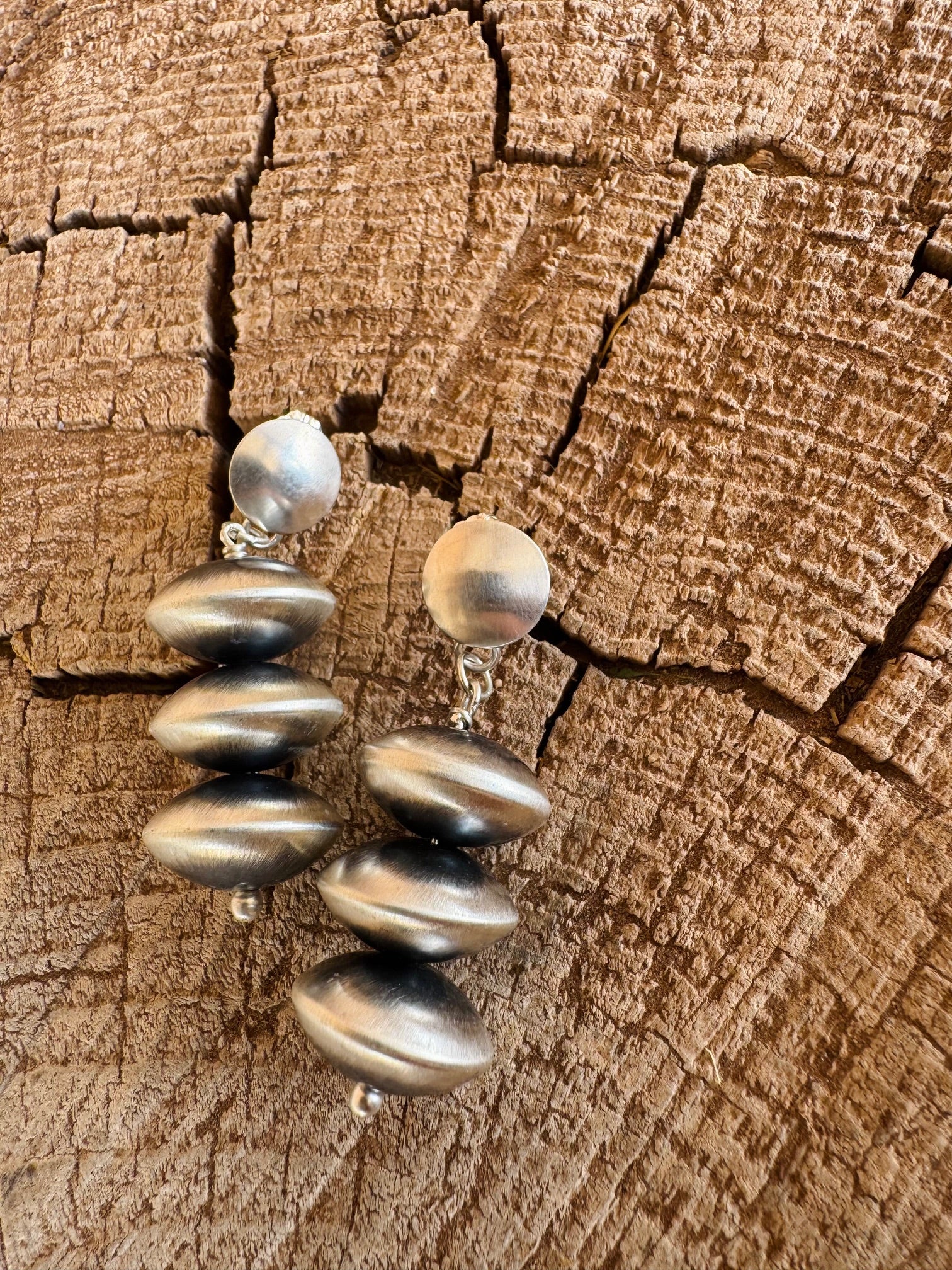 Handmade 16mm Silver Saucer Bead Earrings