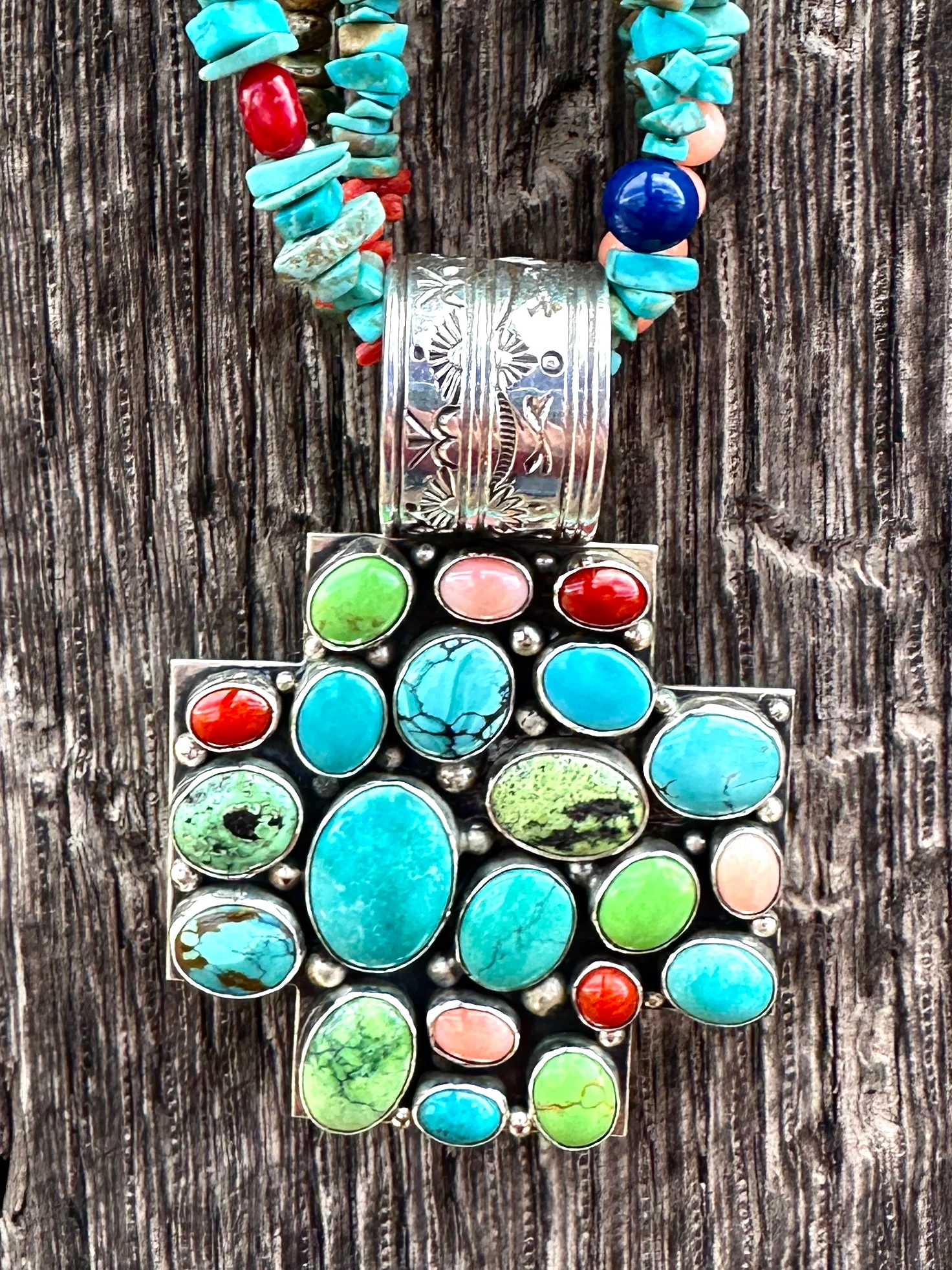 21 Stone Gilbert Secatero Cross Pendant from Rodgers Collection - Image 3