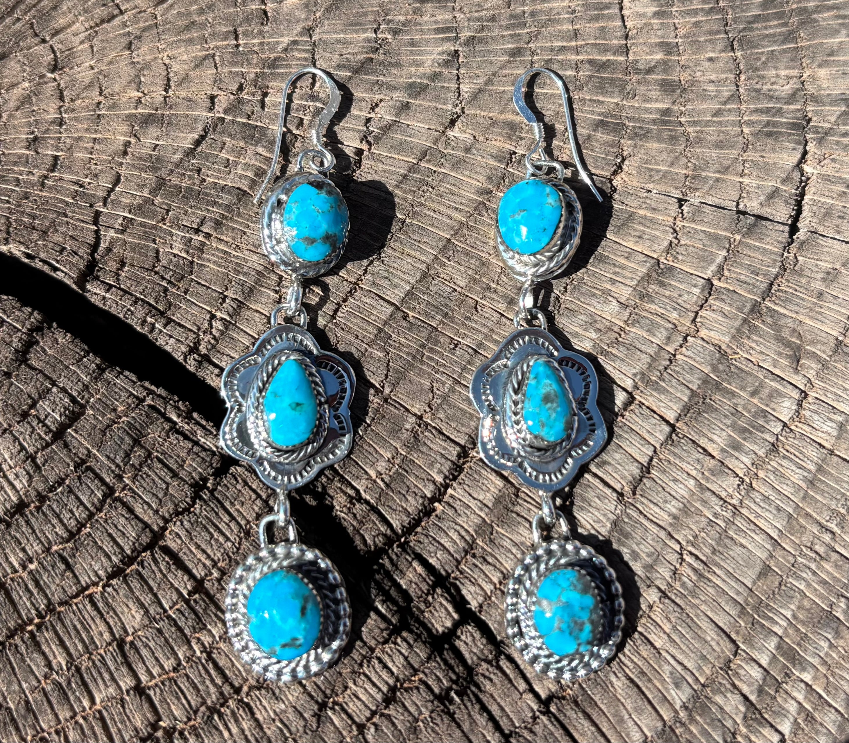 3 Stone Dangling Earrings - Image 2