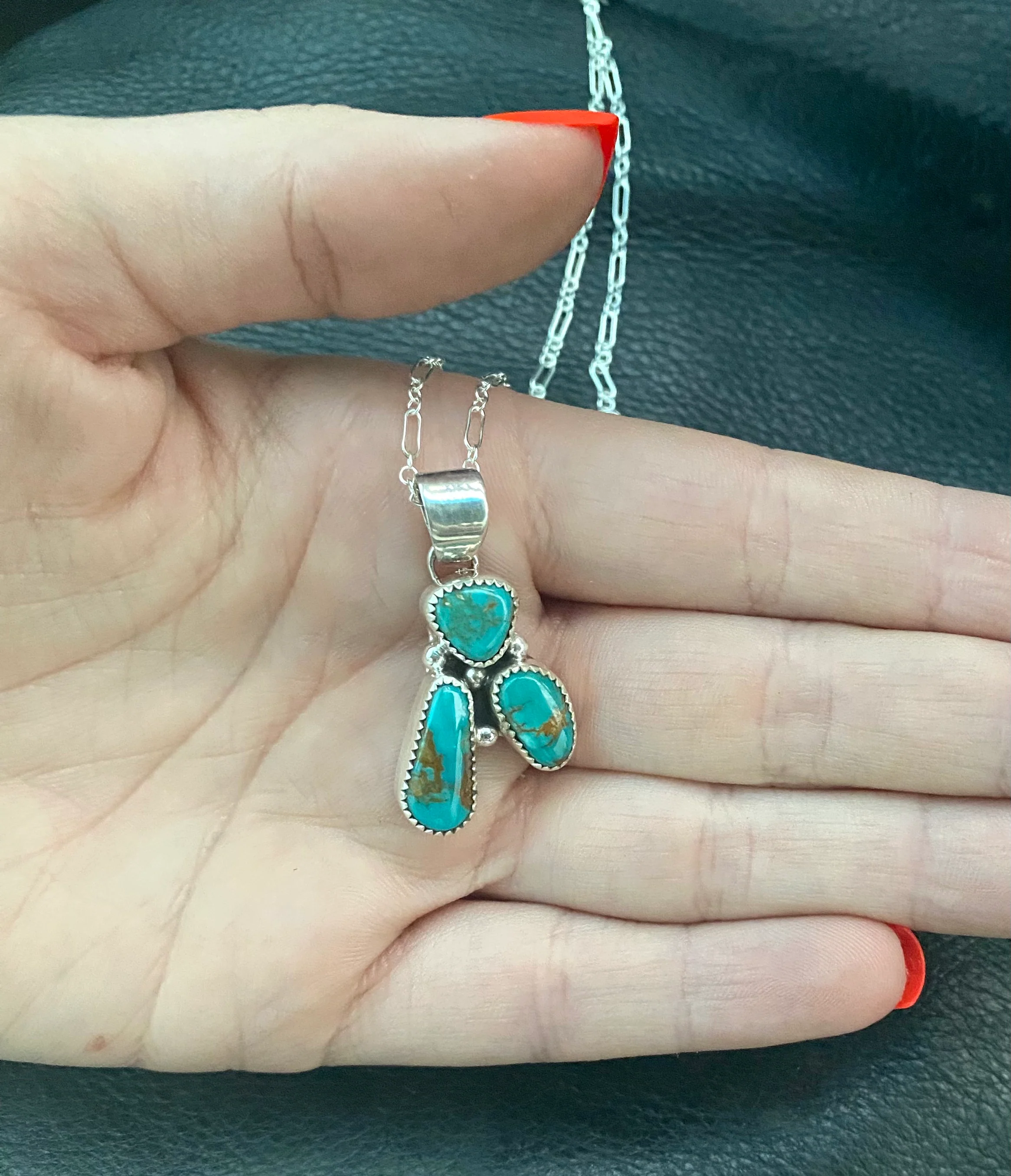 3 Stone Nevada Turquoise Necklace From The Rodgers Collection - Image 2