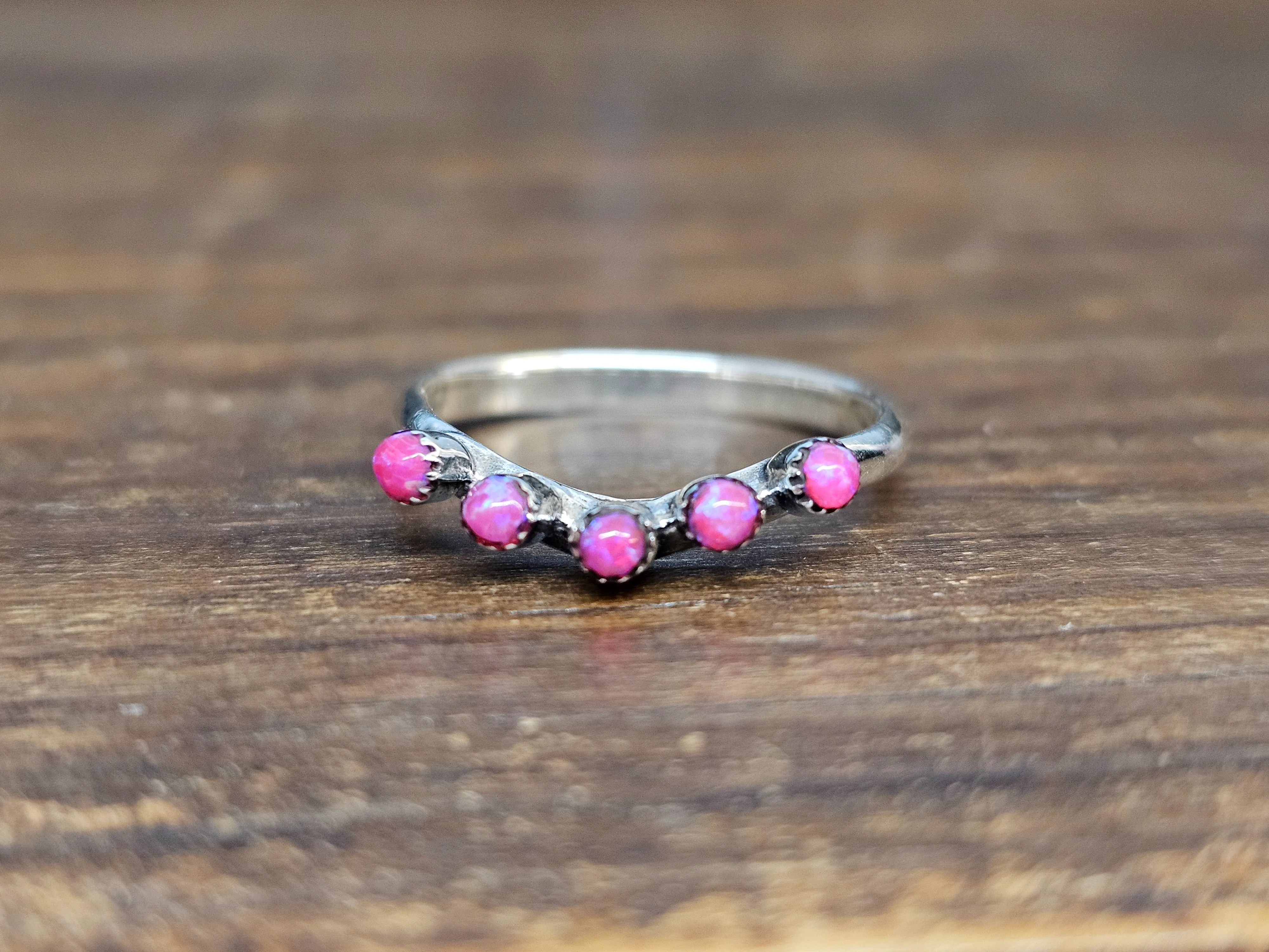 5 Stone Pink Opal Crown Ring - Image 2