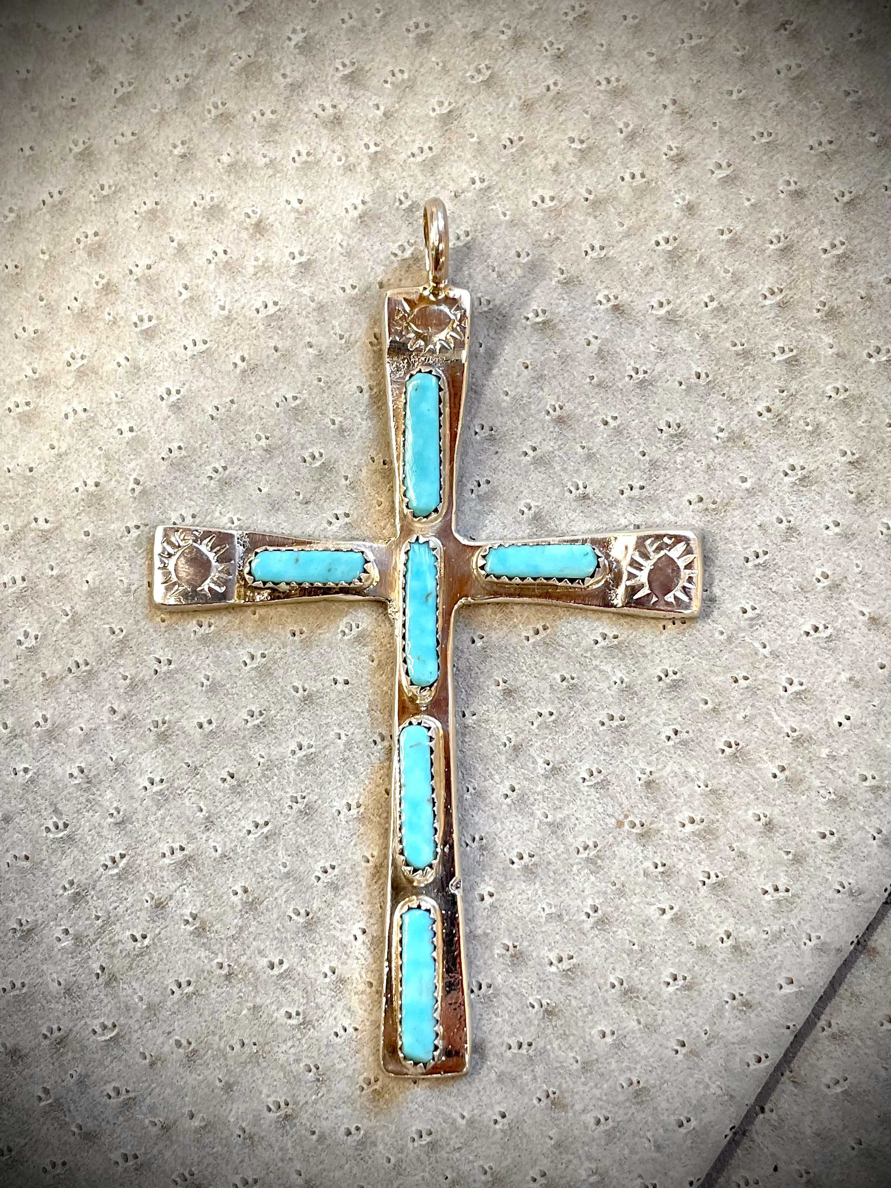 6 Stone Turquoise Cross Pendant
