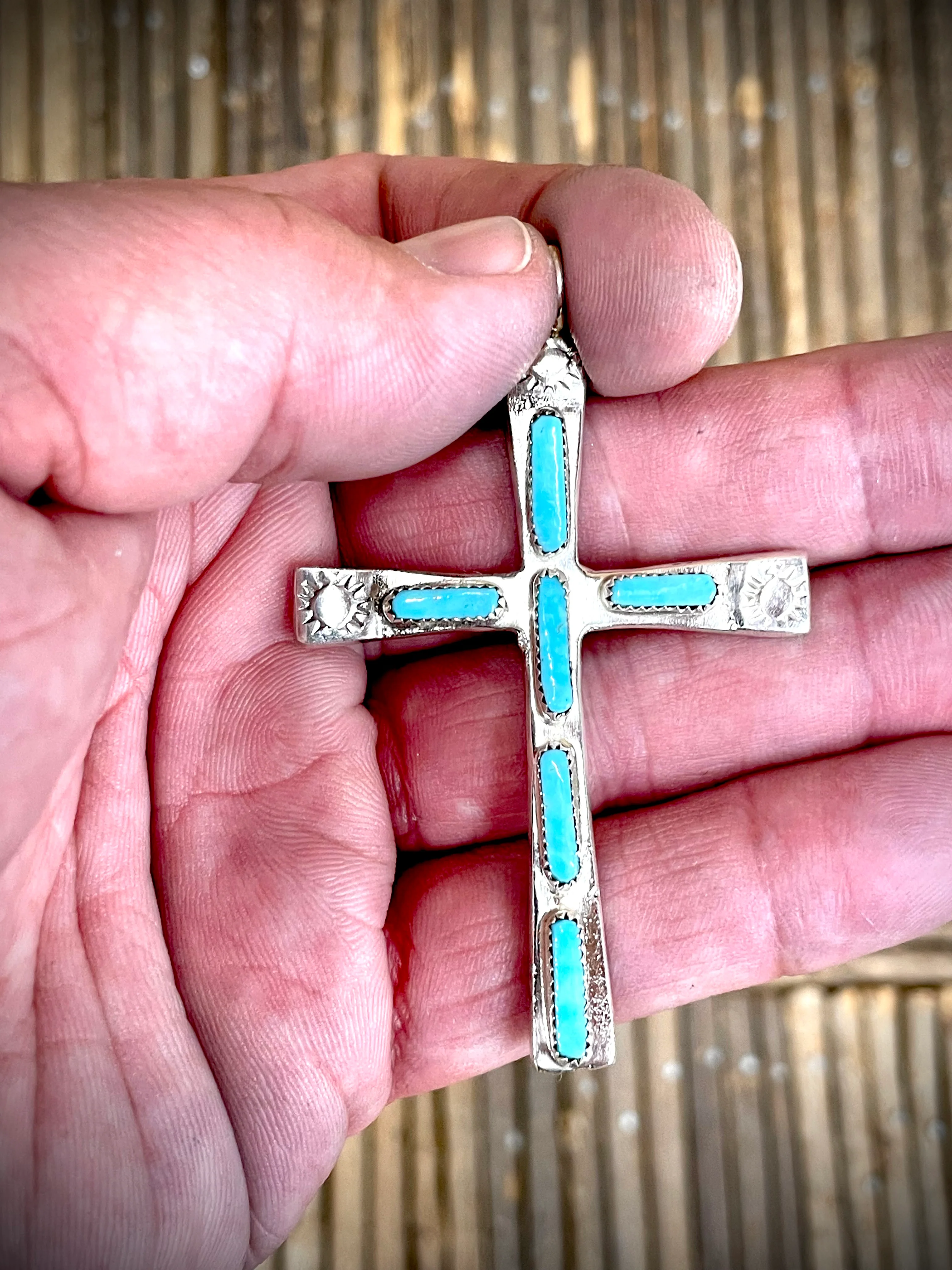 6 Stone Turquoise Cross Pendant - Image 4