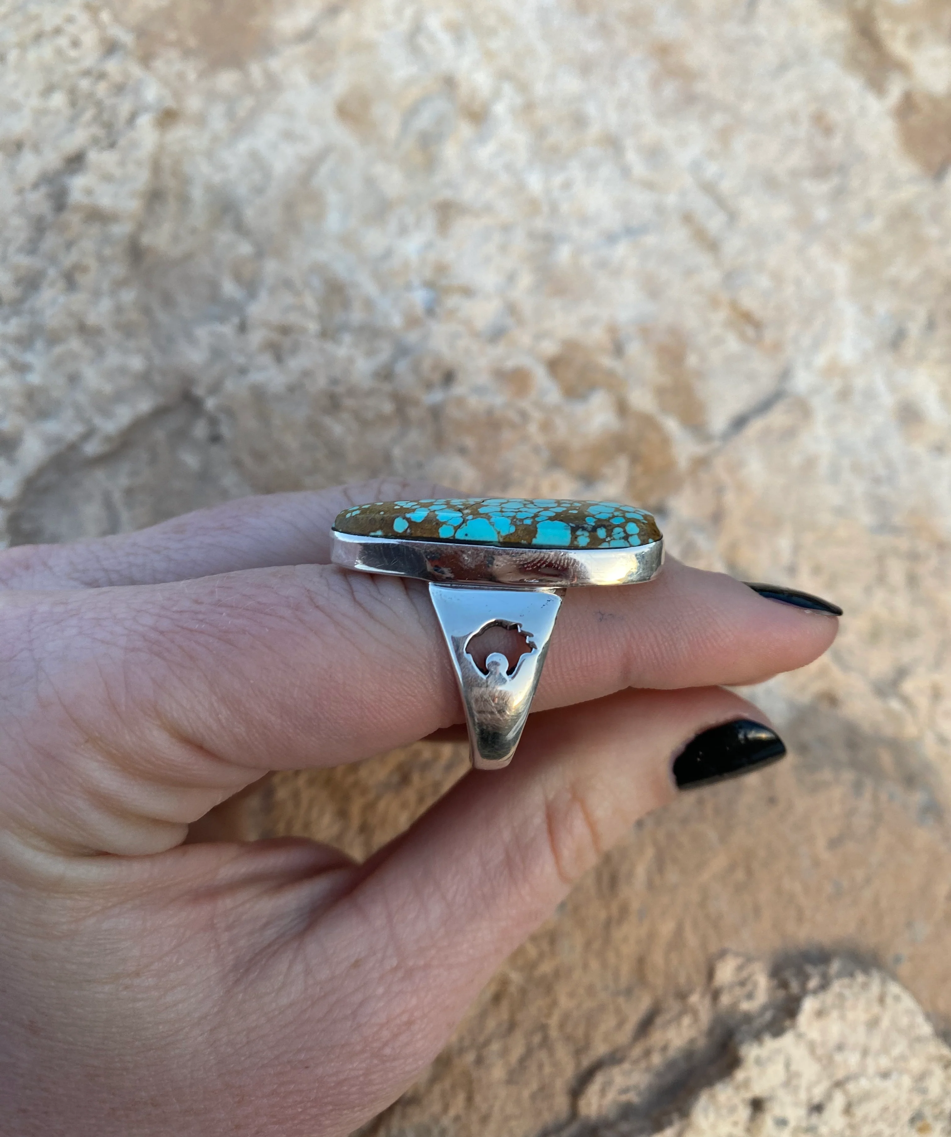 Bear and Diamond Royston Turquoise Ring From The Rodgers Collection - Image 4
