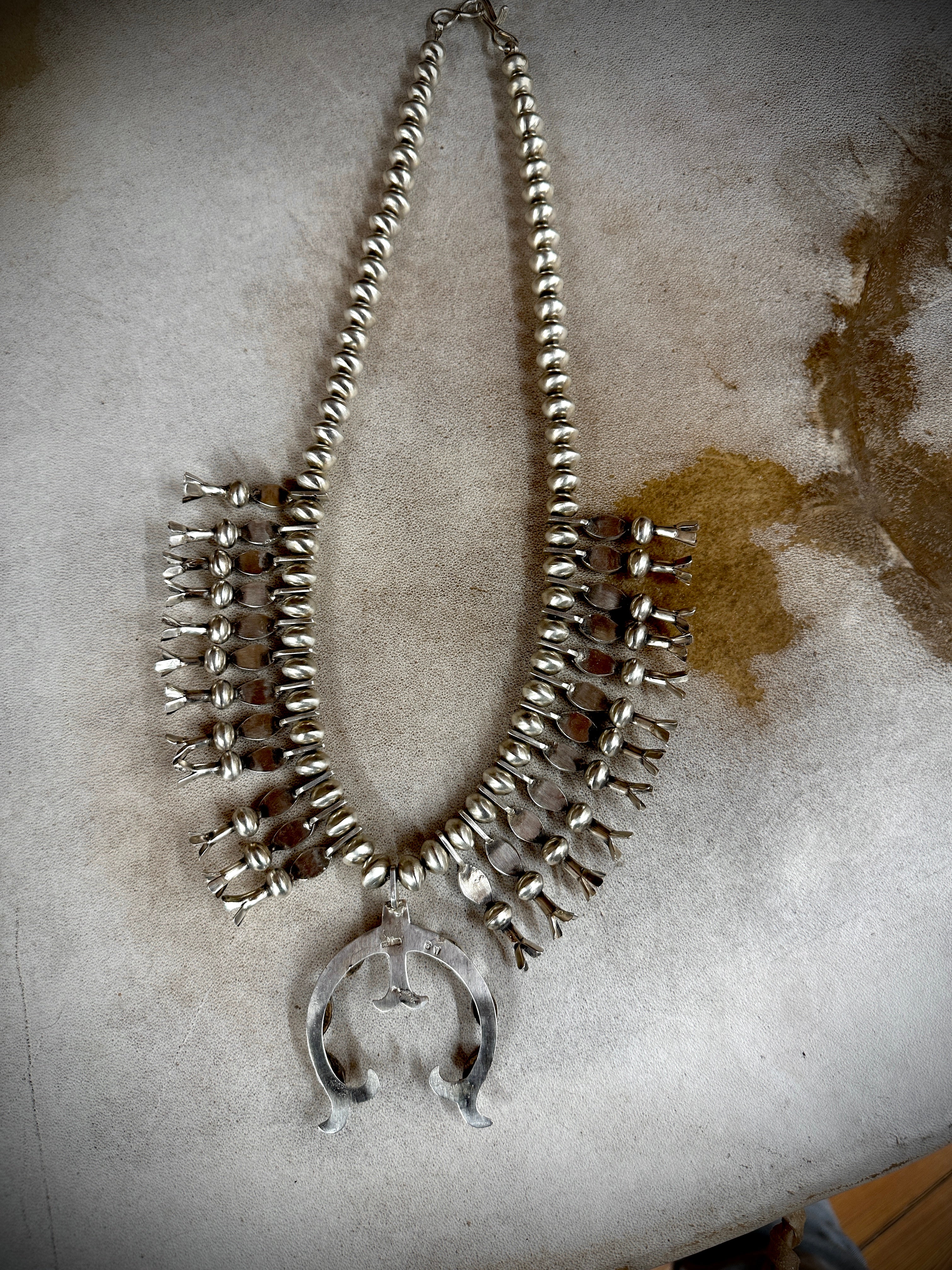 Blown Away Mixed Stone Squash Blossom and Earring Set - Image 6