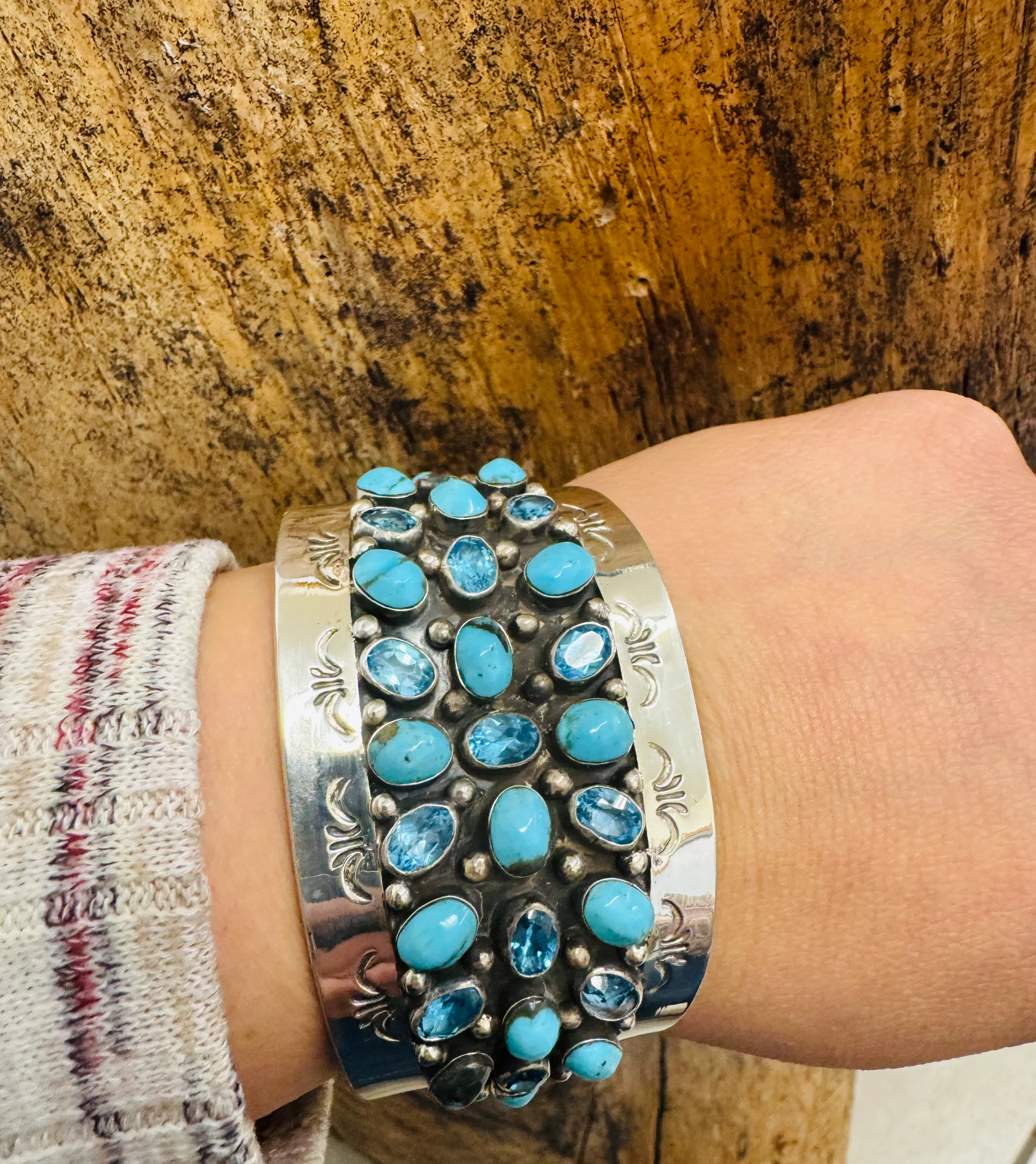 Blue Topaz Silver Cuff - Image 2