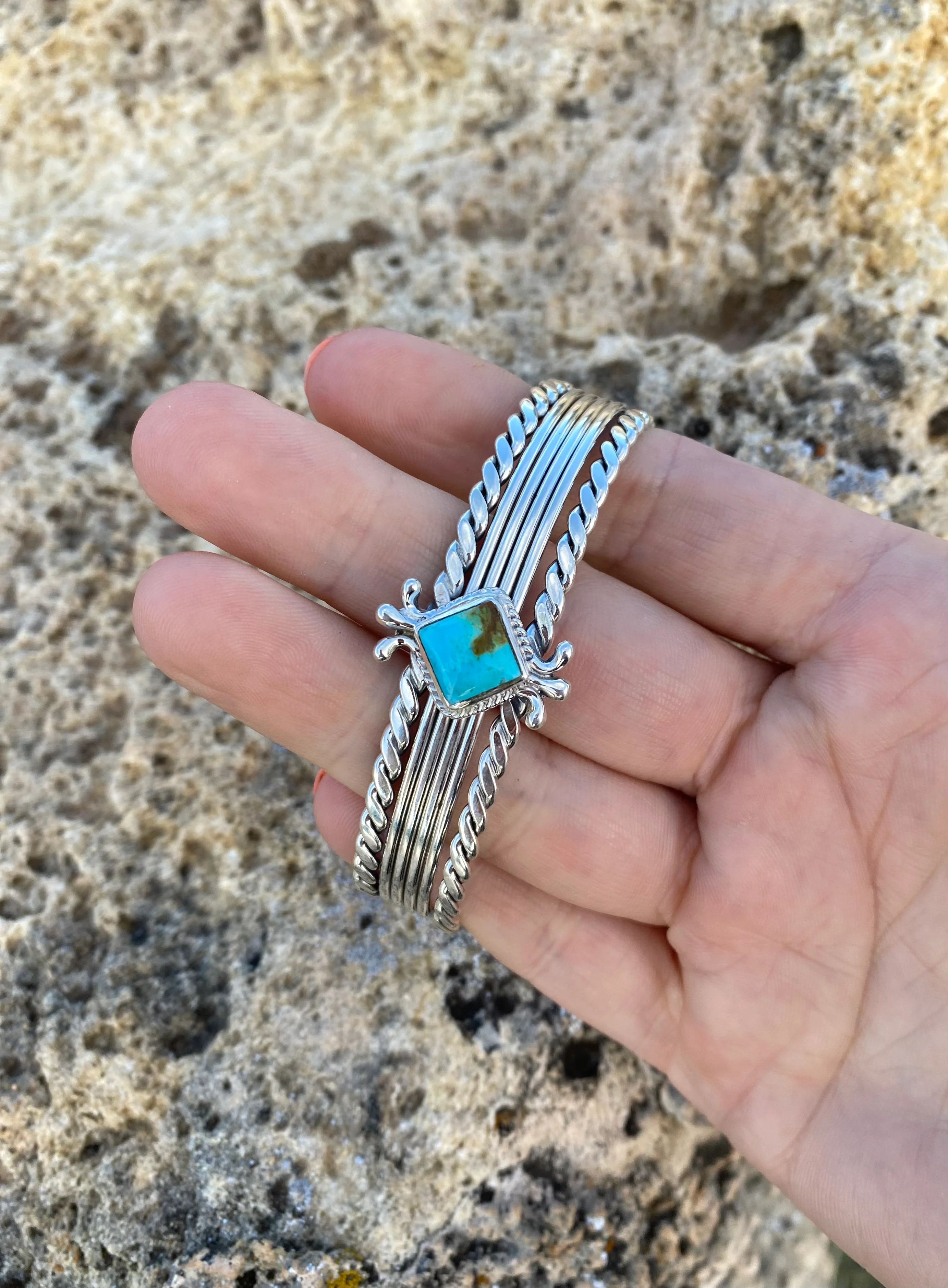 Braided Nevada Turquoise Cuff From The Rodgers Collection - Image 2