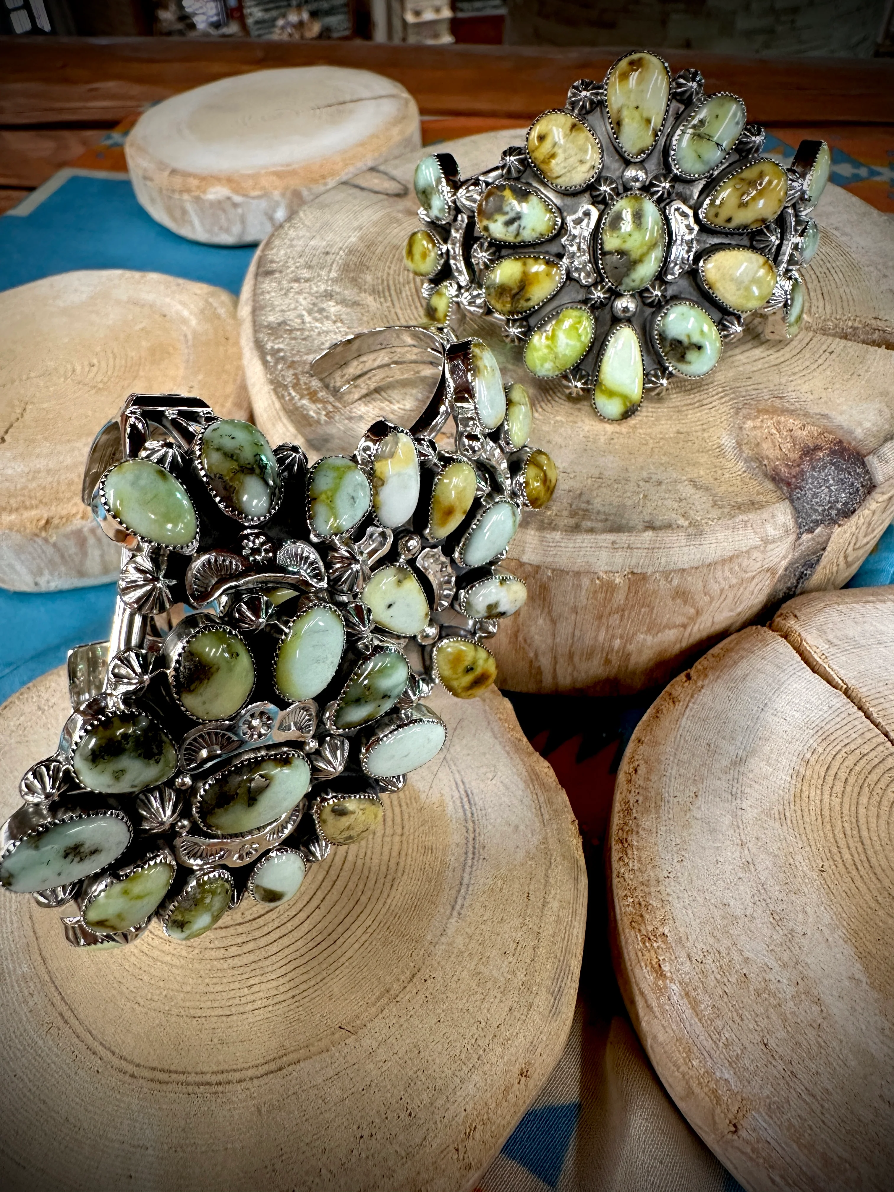 Unreal Cluster Palomino Green Turquoise Cuff - Image 10