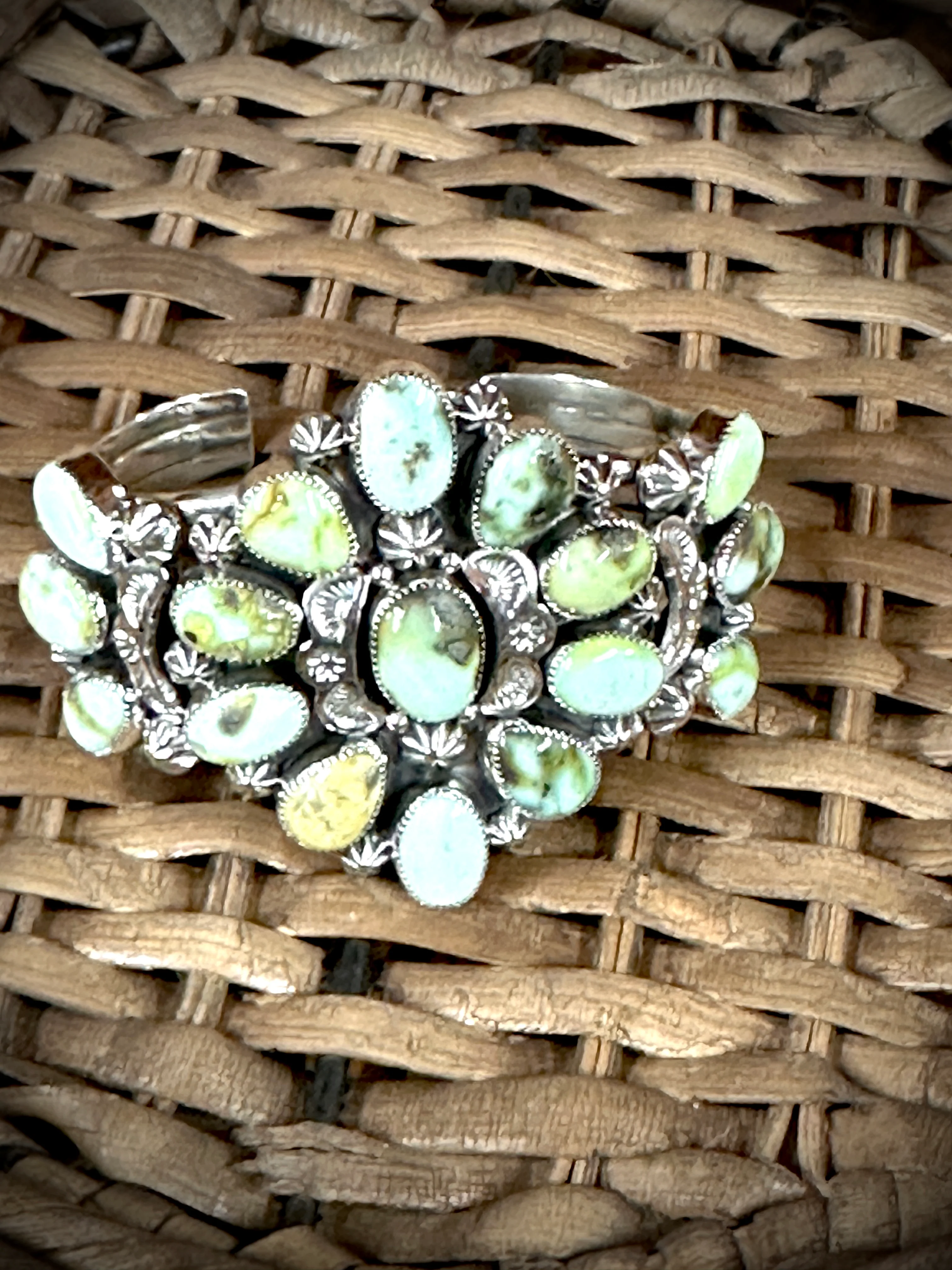 Unreal Cluster Palomino Green Turquoise Cuff - Image 12