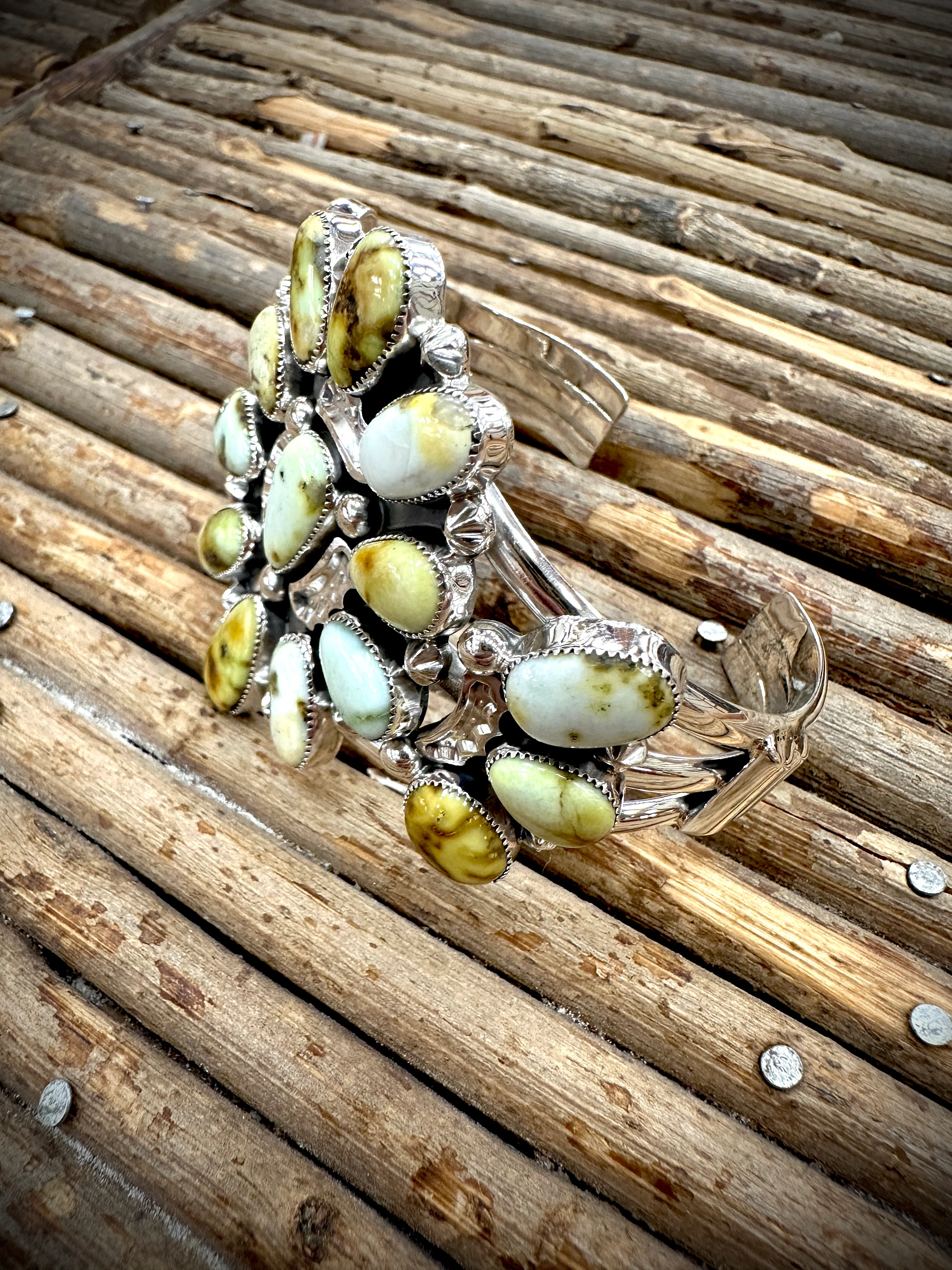 Unreal Cluster Palomino Green Turquoise Cuff - Image 14