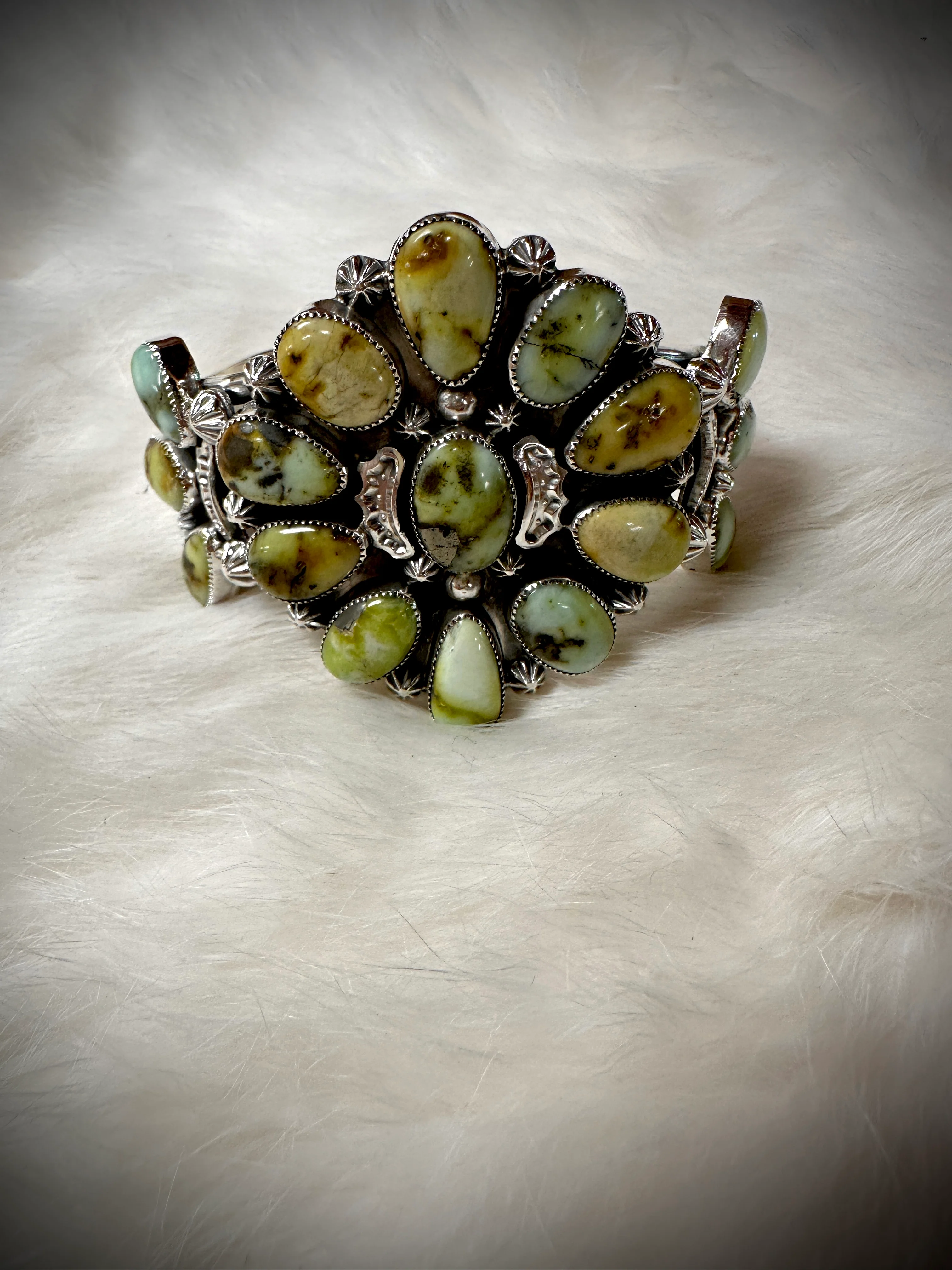 Unreal Cluster Palomino Green Turquoise Cuff - Image 2