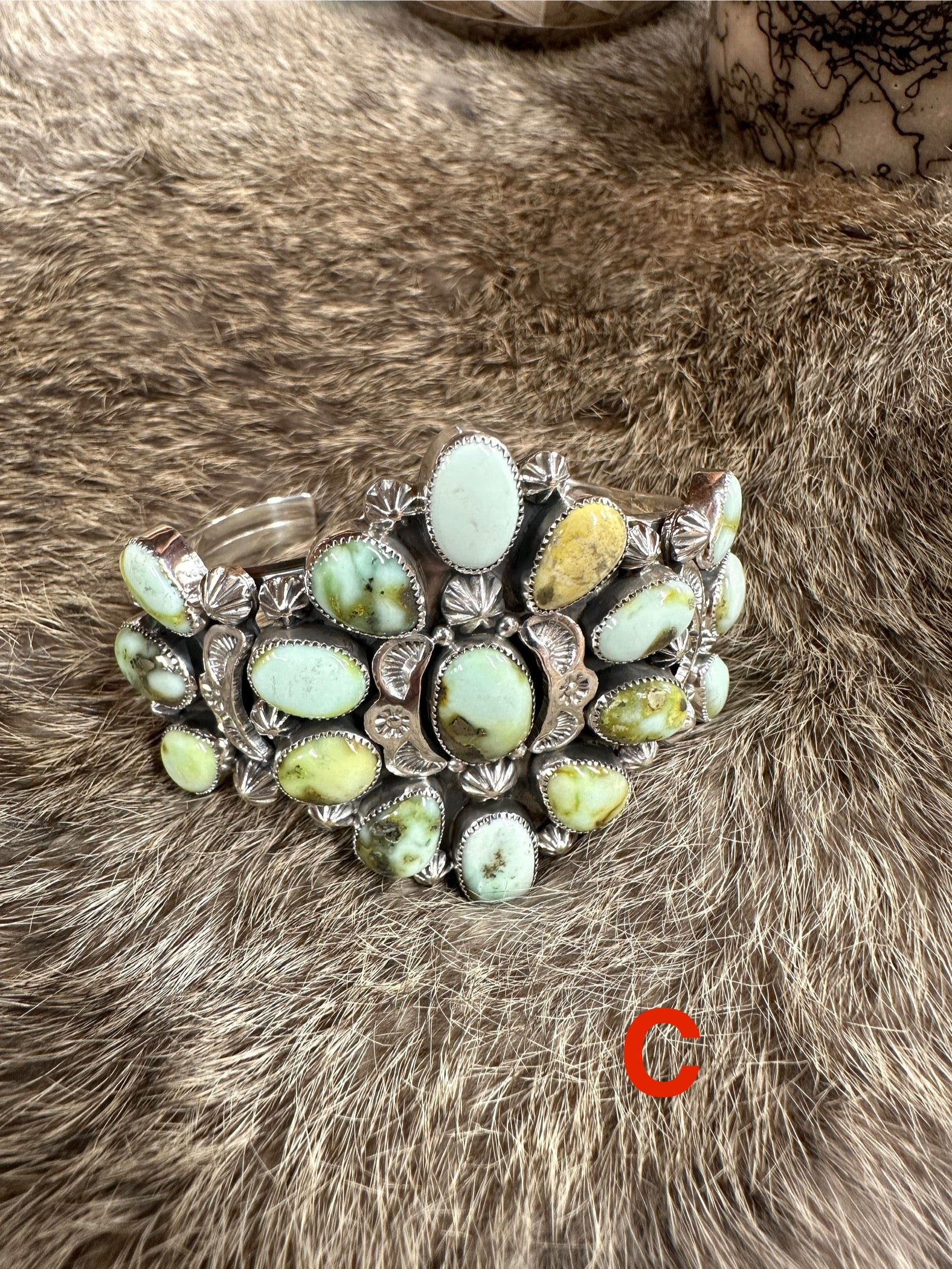 Unreal Cluster Palomino Green Turquoise Cuff - Image 5