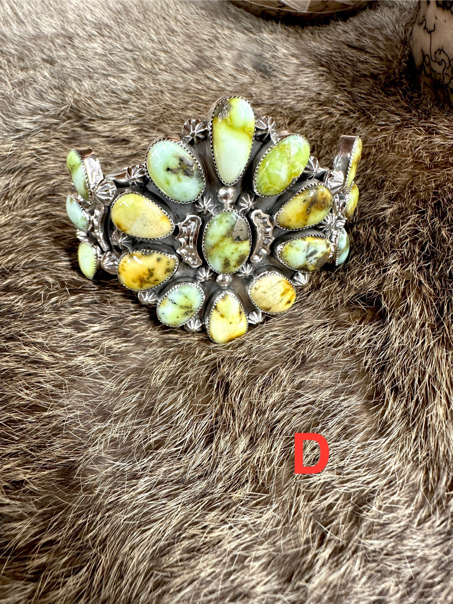 Unreal Cluster Palomino Green Turquoise Cuff - Image 6