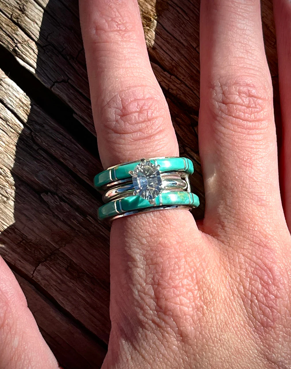 Ceremonial Green Kingman Wedding Band by Terrance and Tammy Panteah - Image 2