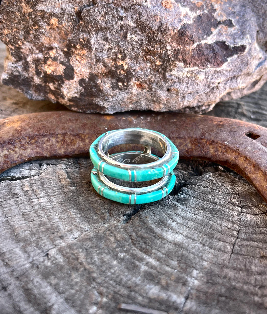 Ceremonial Green Kingman Wedding Band by Terrance and Tammy Panteah - Image 3