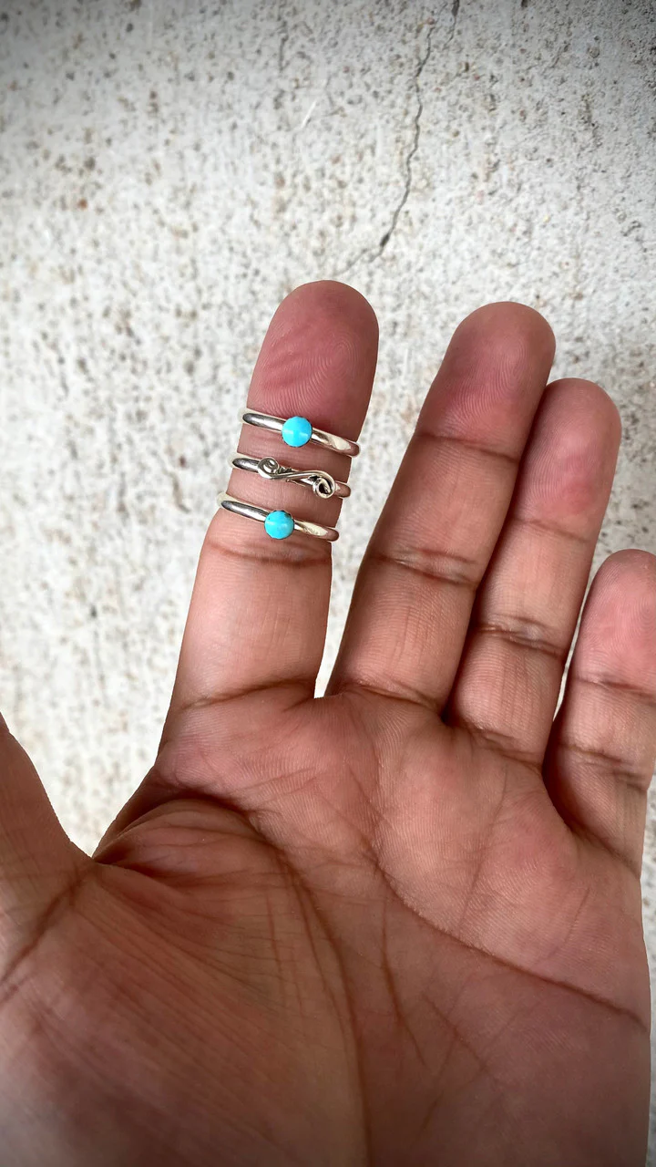 Chaco Canyon 3 Stacker Swirl Me Around Turquoise Rings - Image 3