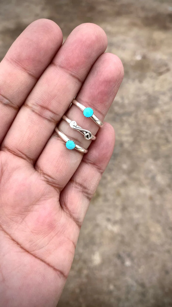 Chaco Canyon 3 Stacker Swirl Me Around Turquoise Rings - Image 5