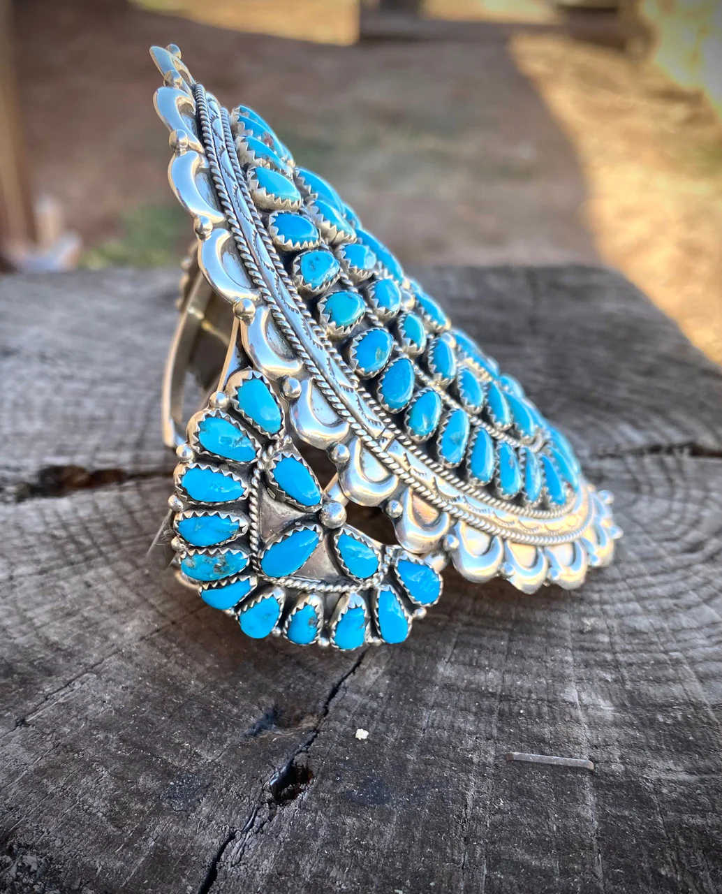 Chaco Canyon Sleeping Beauty Cluster Navajo Cuff Artist Justina WIlson - Image 6