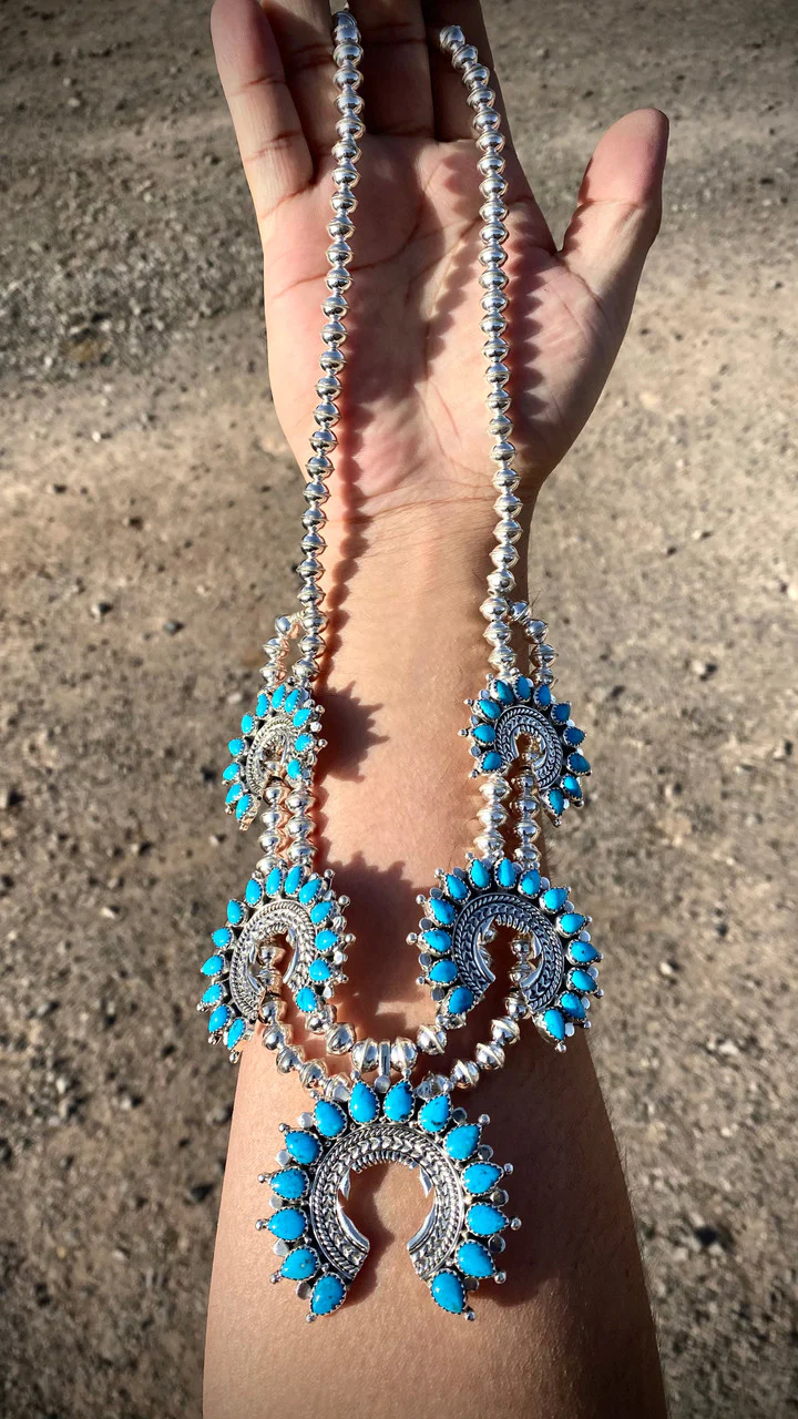 Chaco Canyon Sleeping Beauty Naja Squash Blossom Artist Nora Tsosie - Image 4