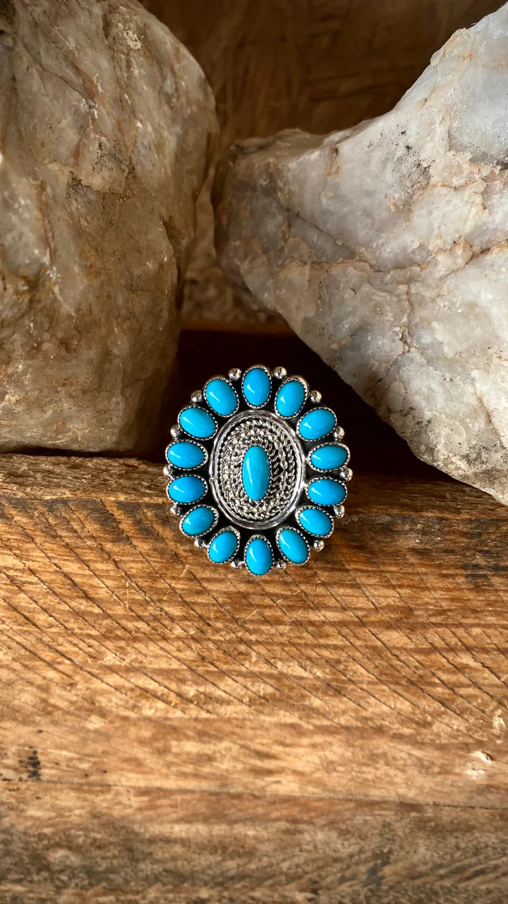 Chaco Canyon Sleeping Beauty Turquoise Cluster Ring - Image 2