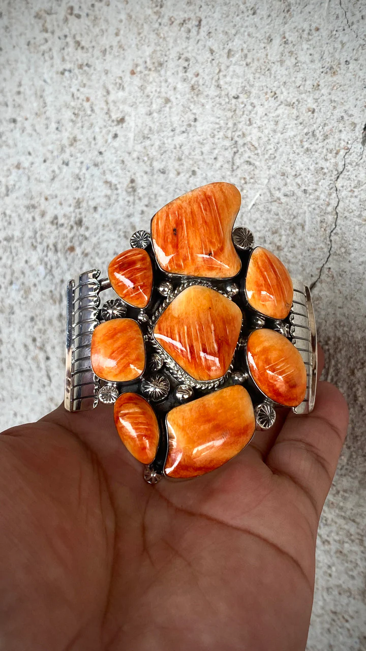 Chaco Canyon Spiney Orange Cluster Cuff - Image 5
