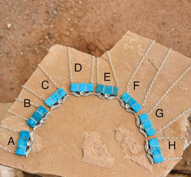 Chaco Canyon Sterling Silver Turquoise Slab Leaf Necklace