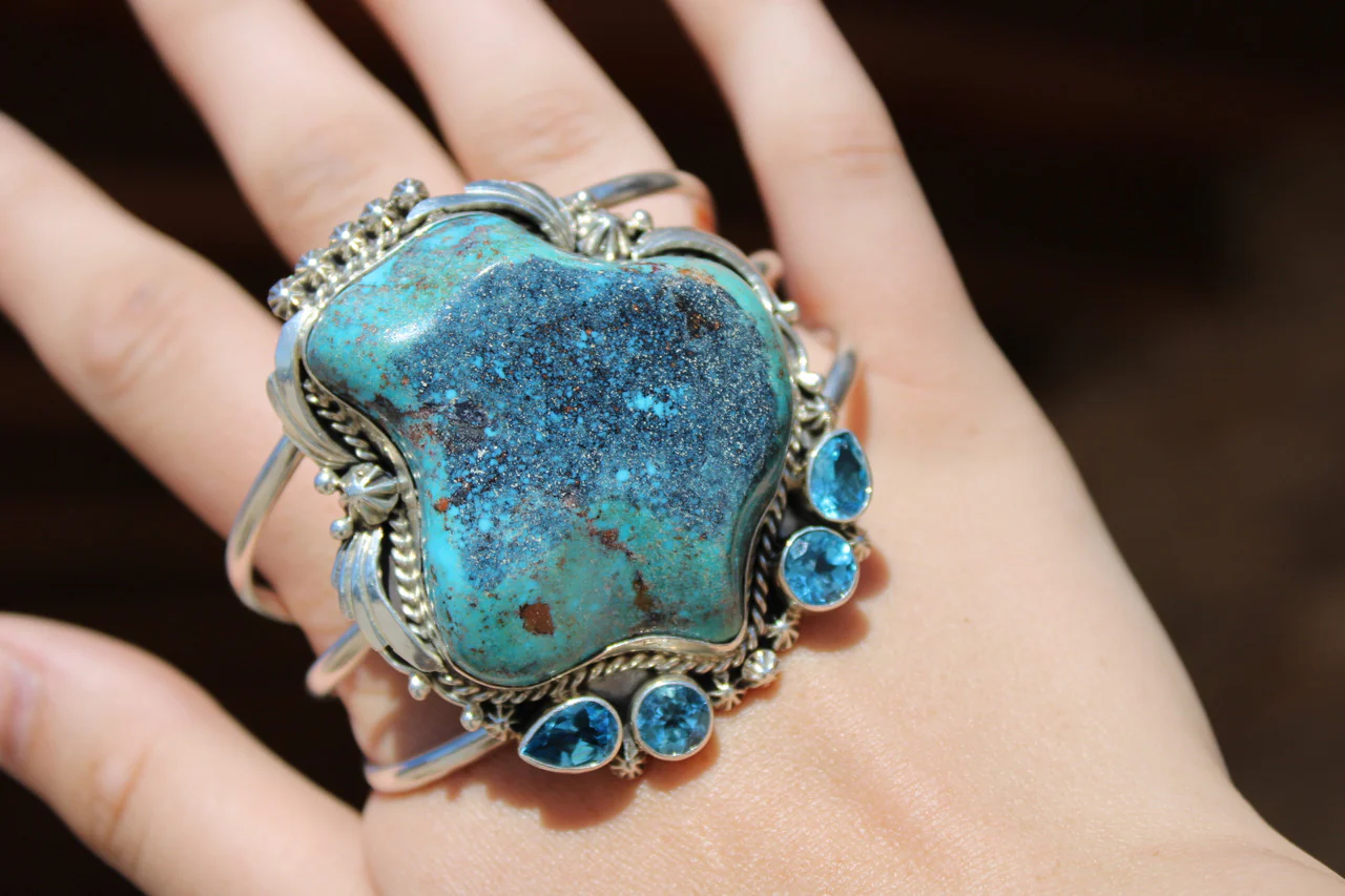 Chaco Canyon Turquoise And Topaz Cuff - Image 4