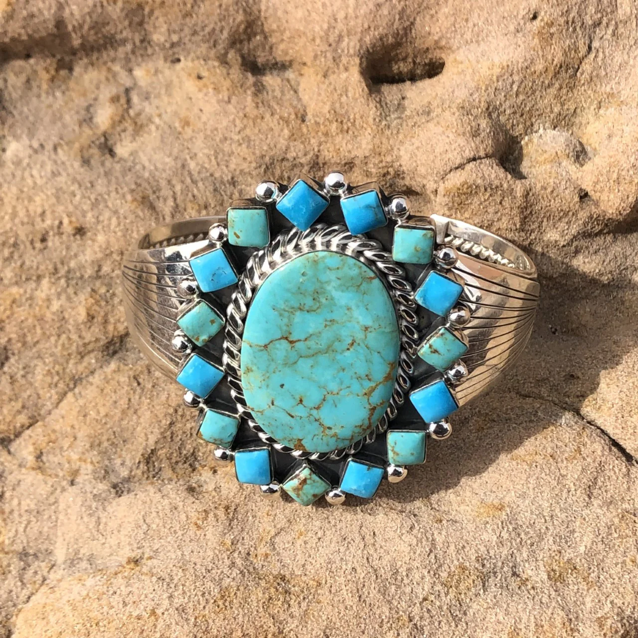 Chaco Canyon Turquoise Starburst Cuff - Image 3