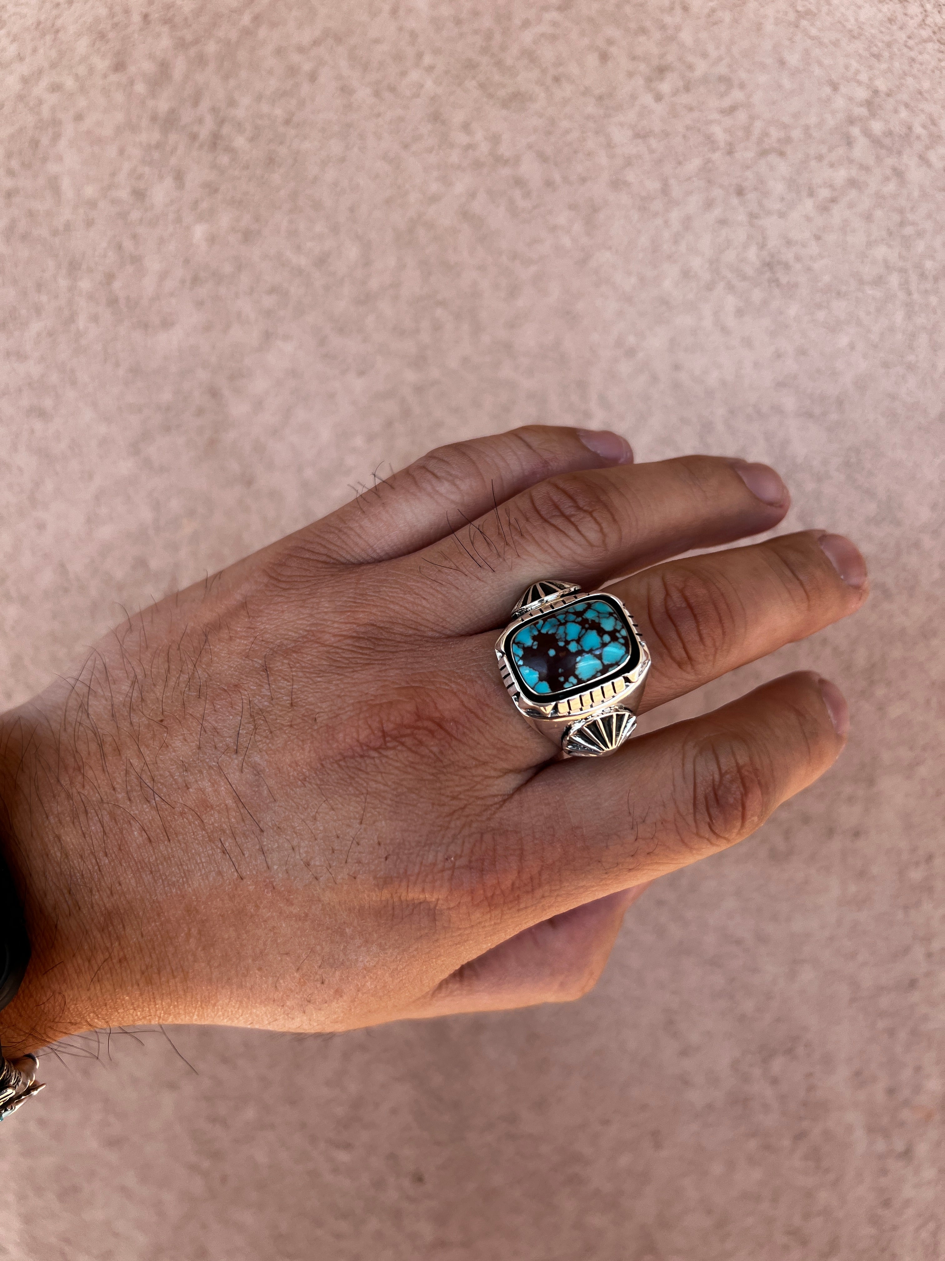 Cleopatra's Royal Web Turquoise Men's Ring - Image 2