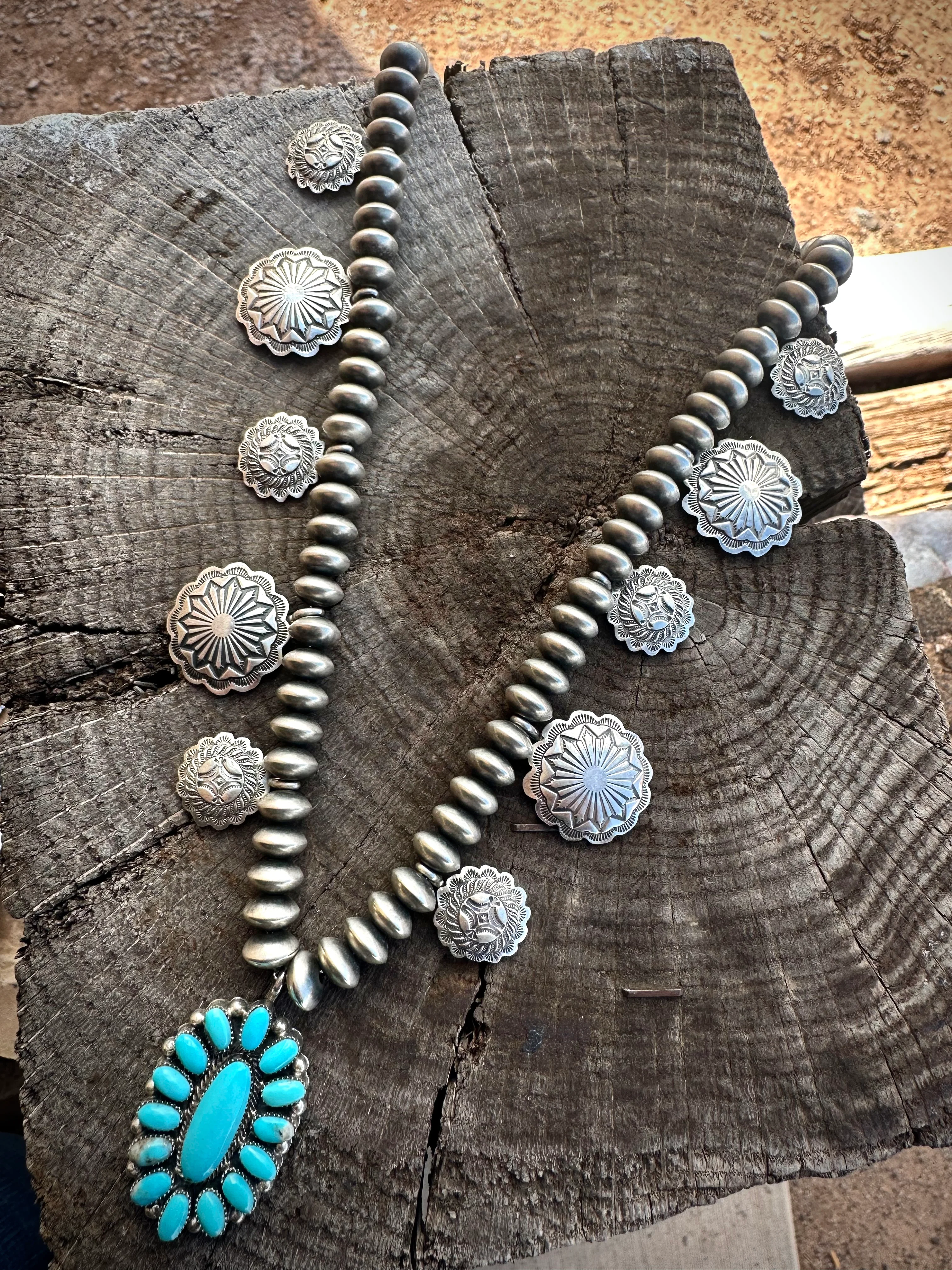 Cluster Turqouse Concho Blossom Navajo Artist Sarah Yazzie