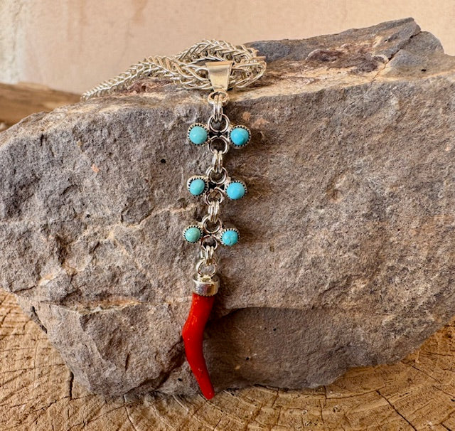 Coral And Turquoise Reversible Necklace
