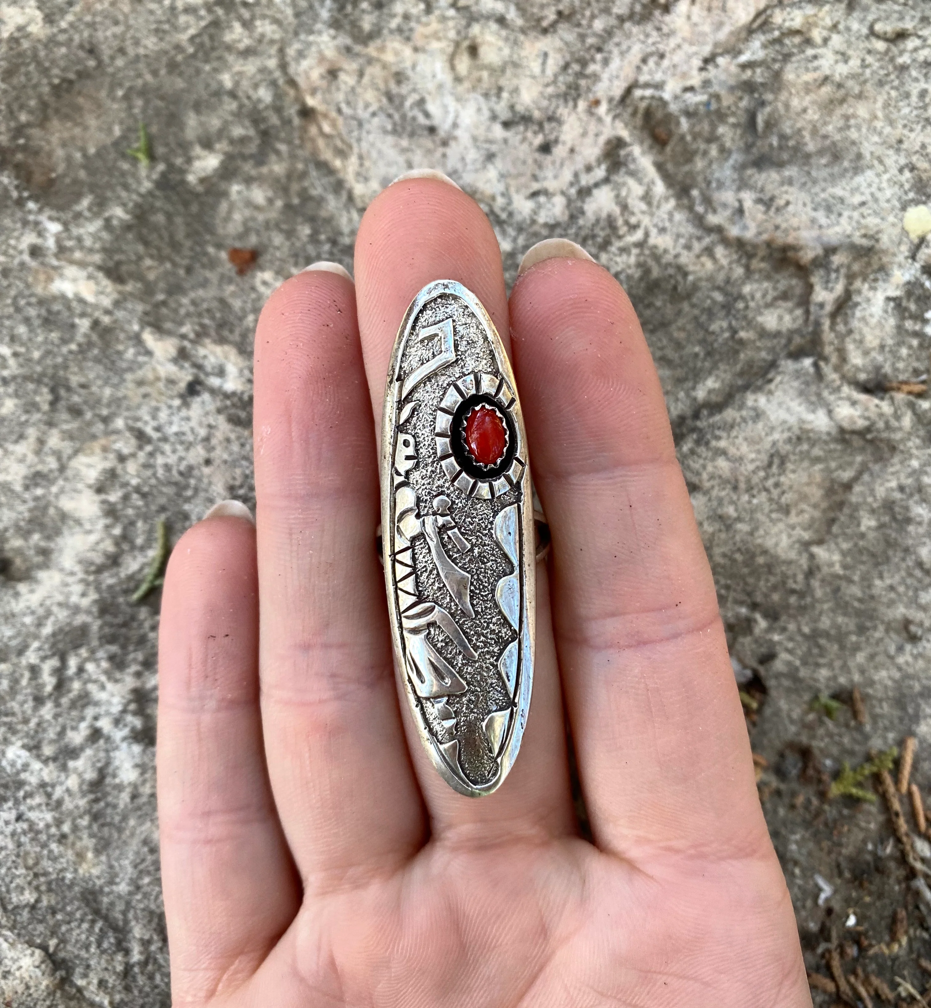 Coral Kachina Overlay Ring From The Rogers Collection - Image 2