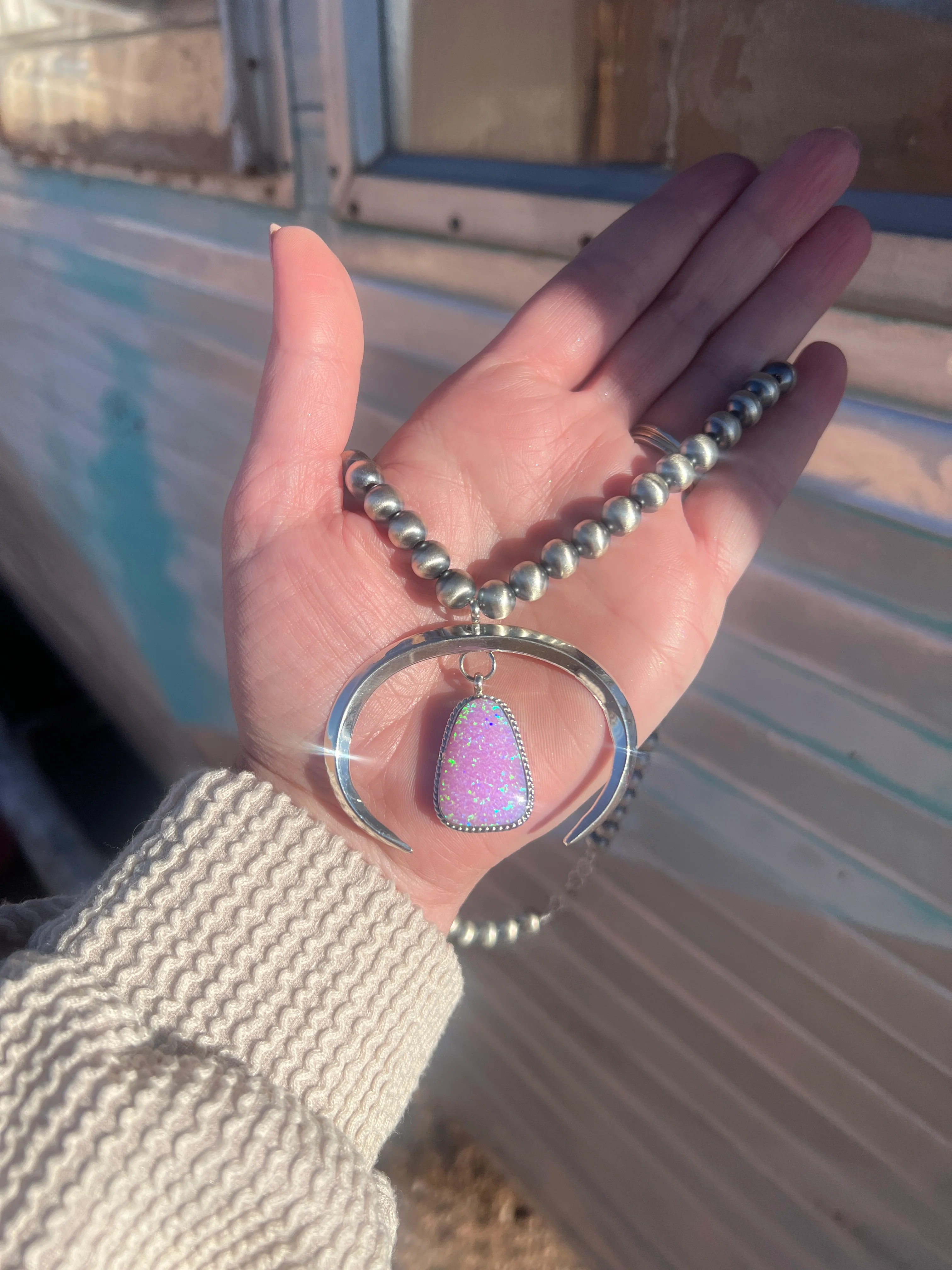 Cotton Candy Barbie Crescent Moon Necklace - Image 2