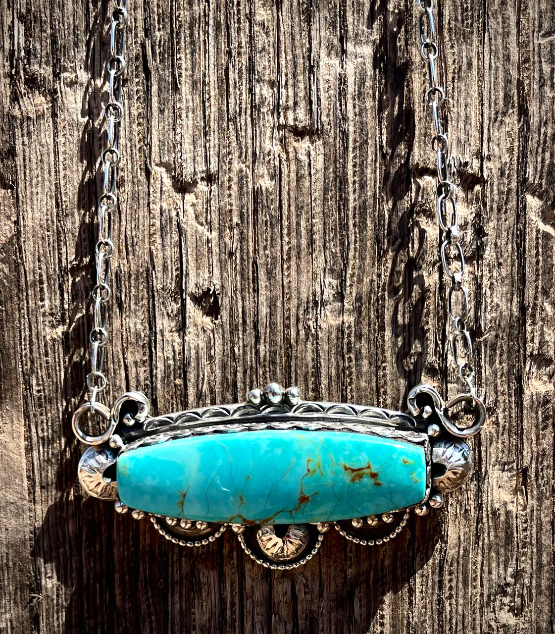 Deep Dish Nevada Turquoise Bar Necklace - Image 3