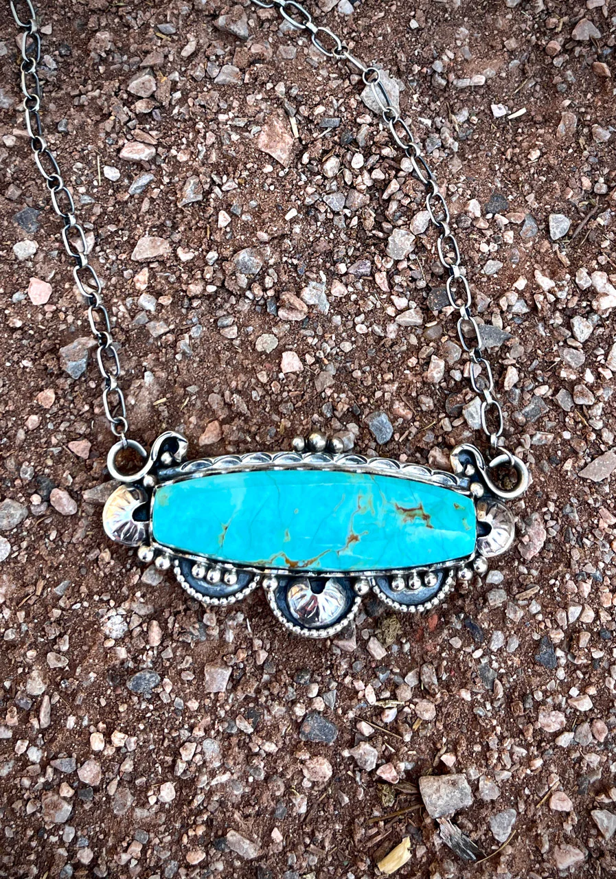 Deep Dish Nevada Turquoise Bar Necklace - Image 4