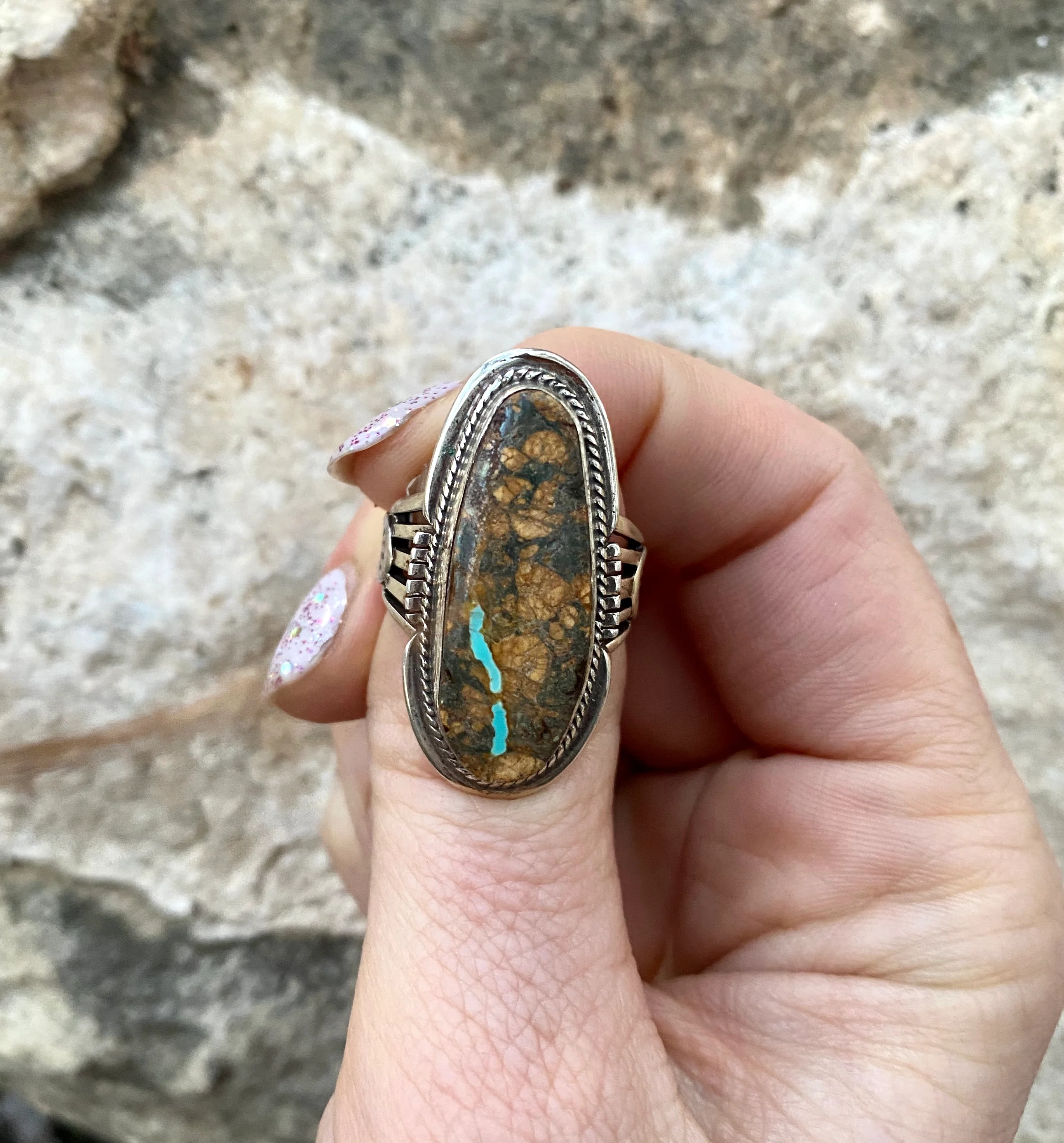 Delicate River Boulder Turquoise Ring From The Rogers Collection - Image 2