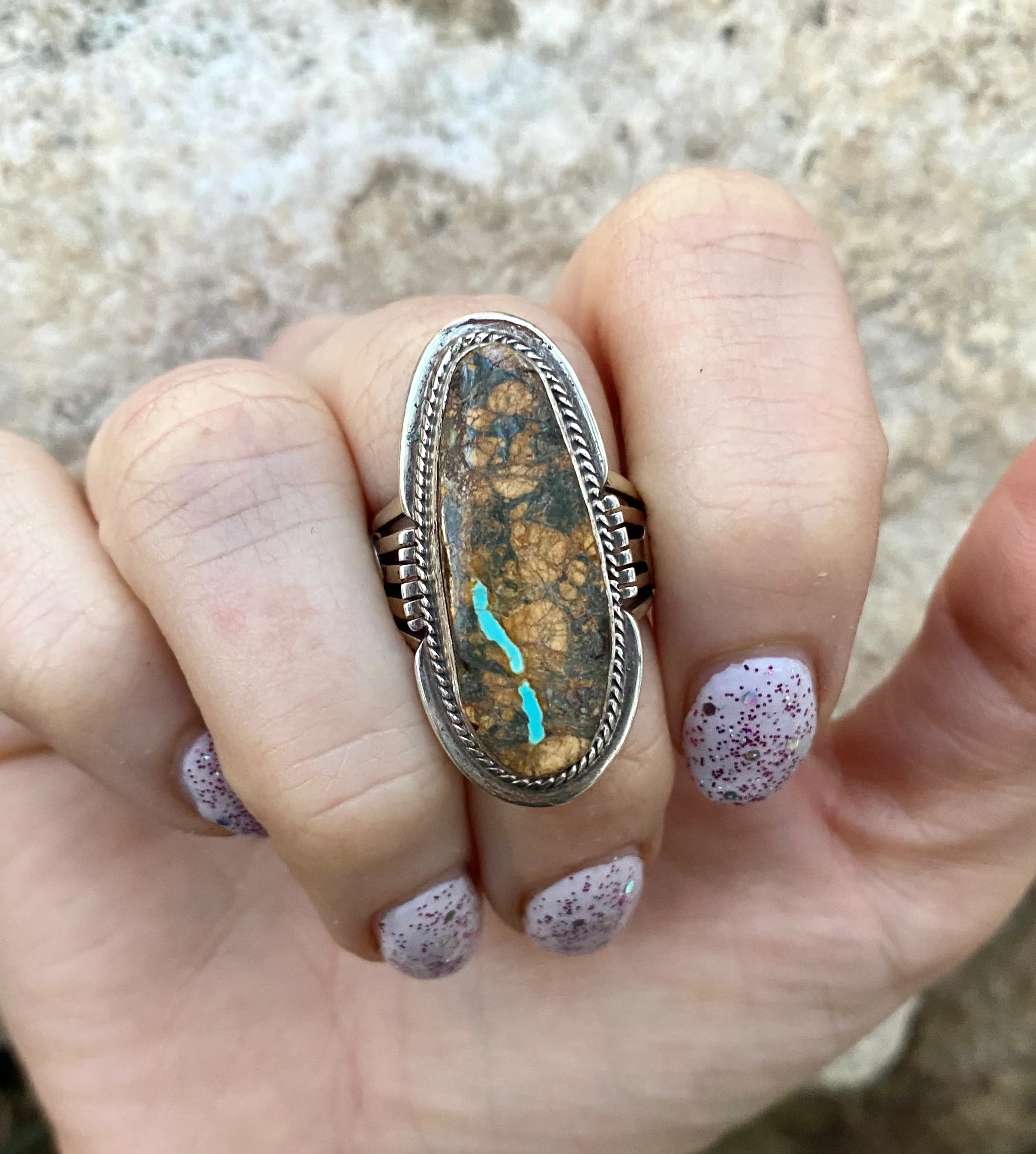 Delicate River Boulder Turquoise Ring From The Rogers Collection - Image 4