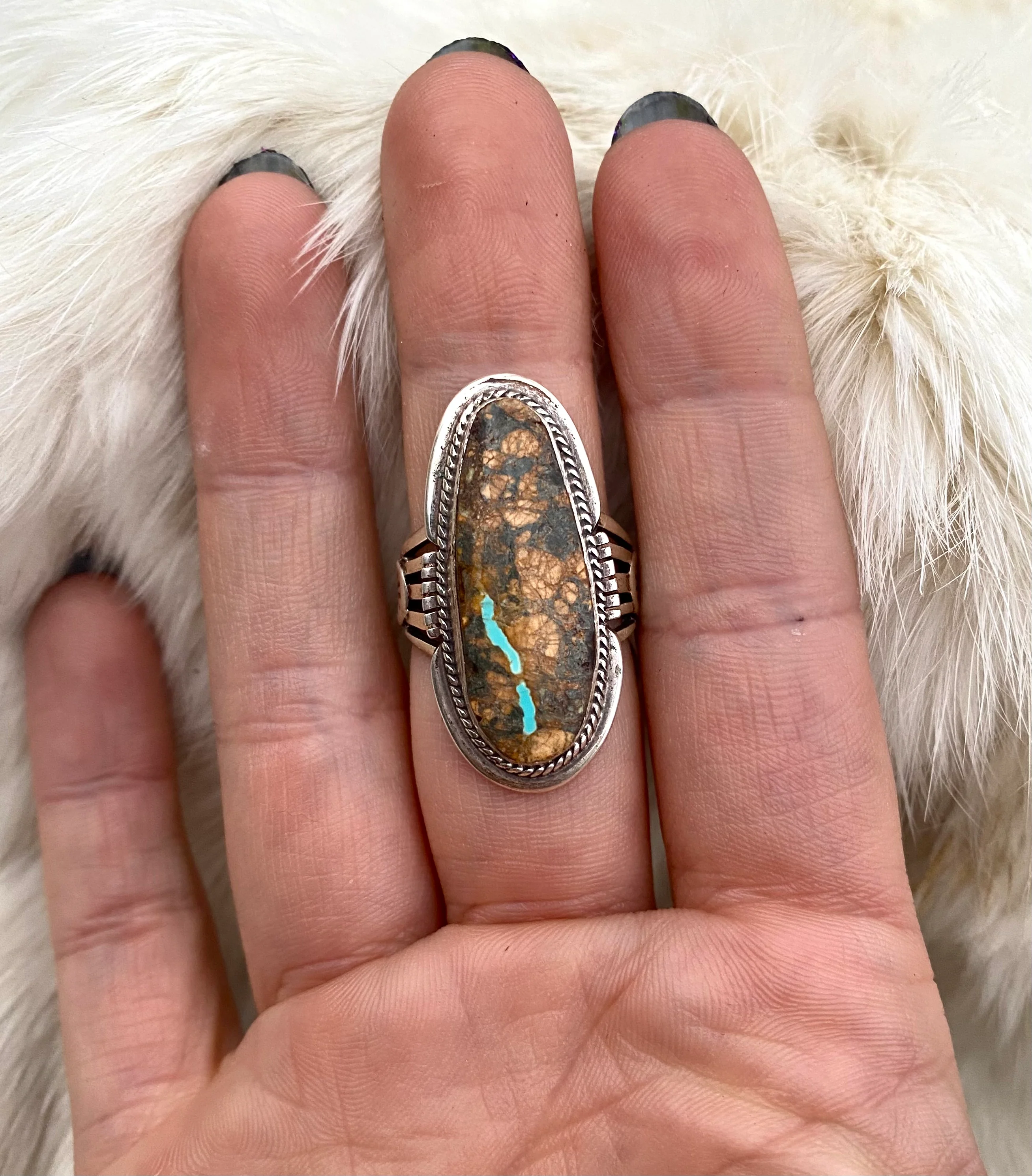Delicate River Boulder Turquoise Ring From The Rogers Collection - Image 5
