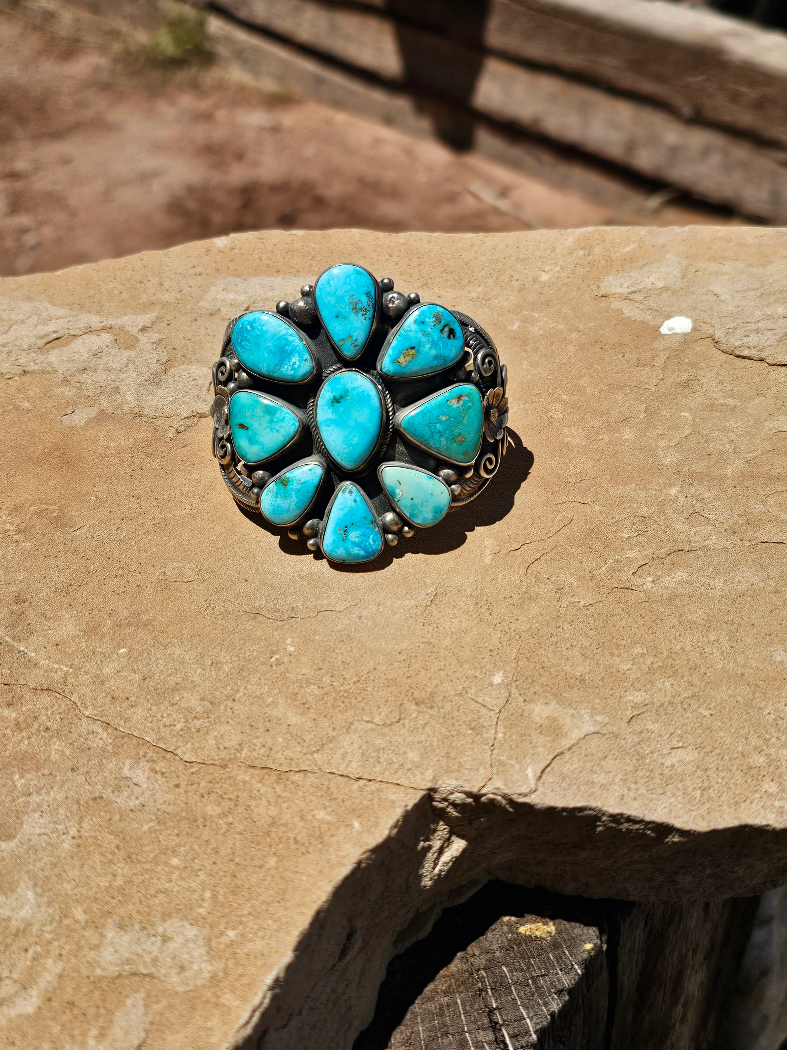 Delvin John Sonoran Turquoise Cluster Cuff - Image 2