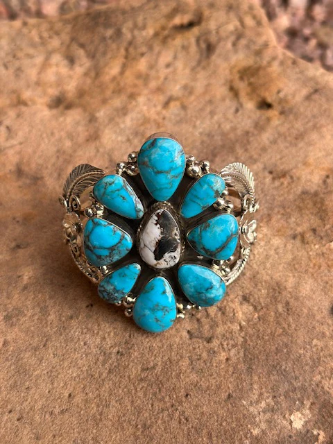 Delvin John Sonoran Turquoise Cluster Cuff - Image 4