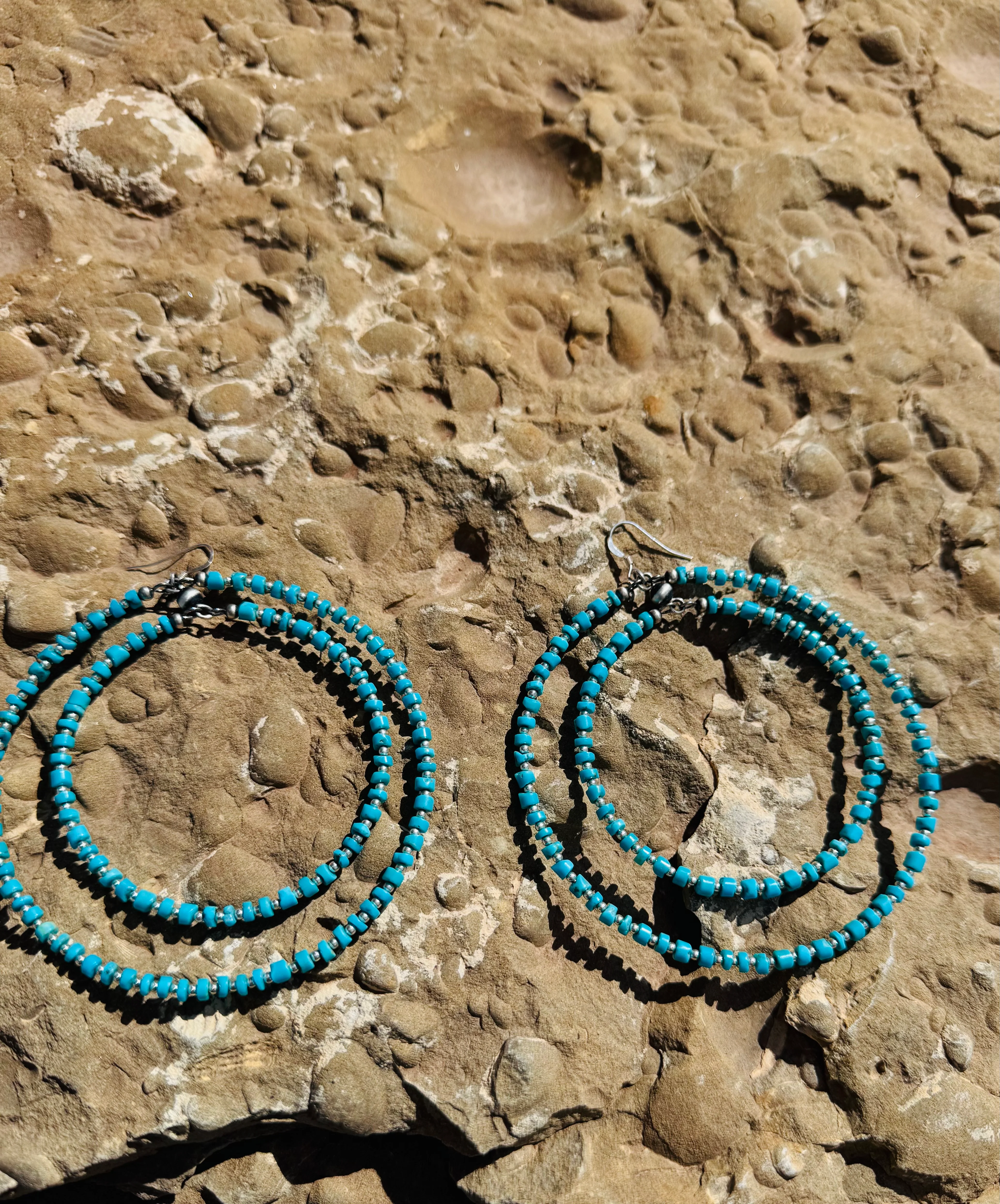 Double Hoop Turquoise Earrings - Image 2