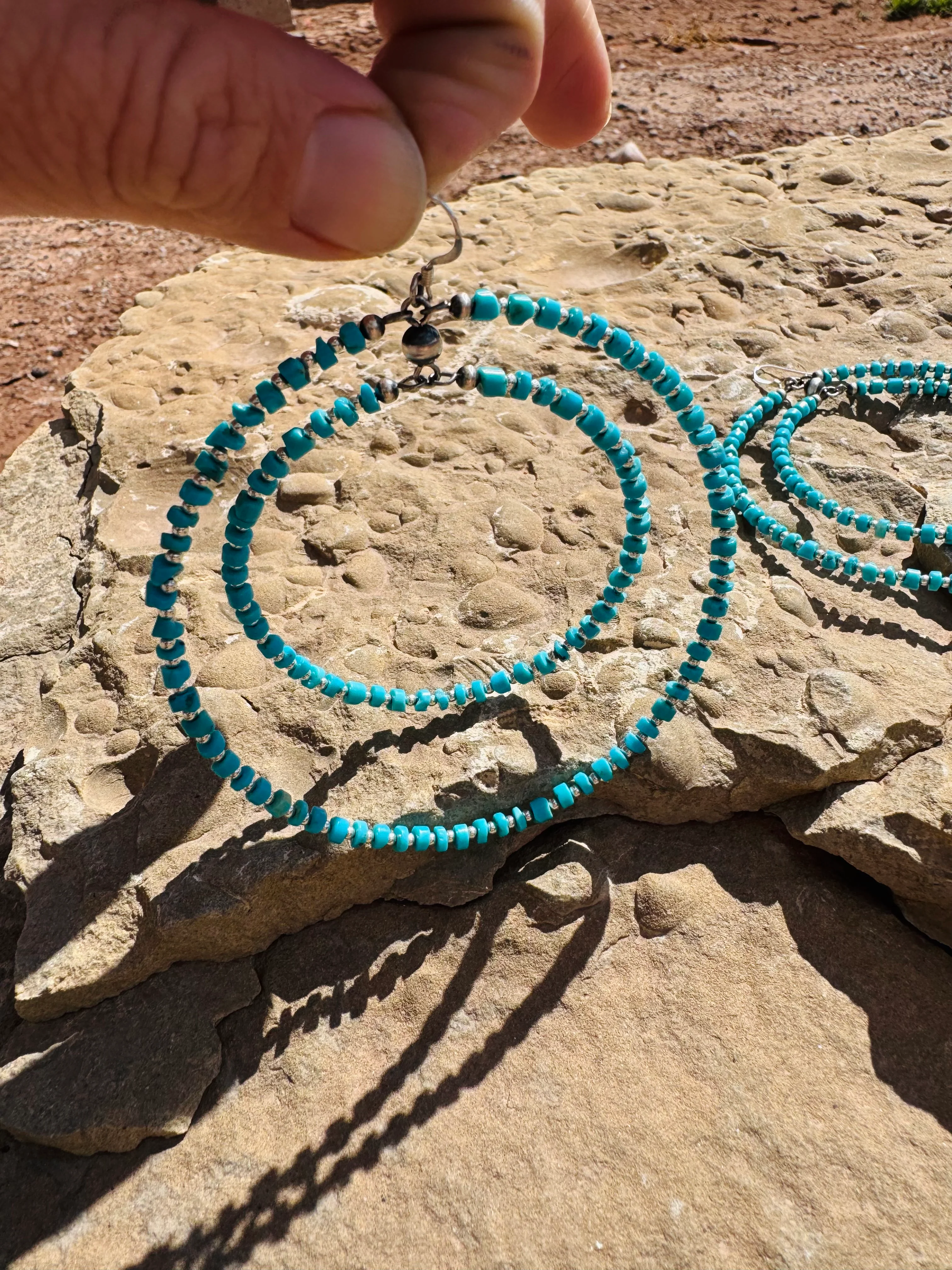 Double Hoop Turquoise Earrings - Image 3