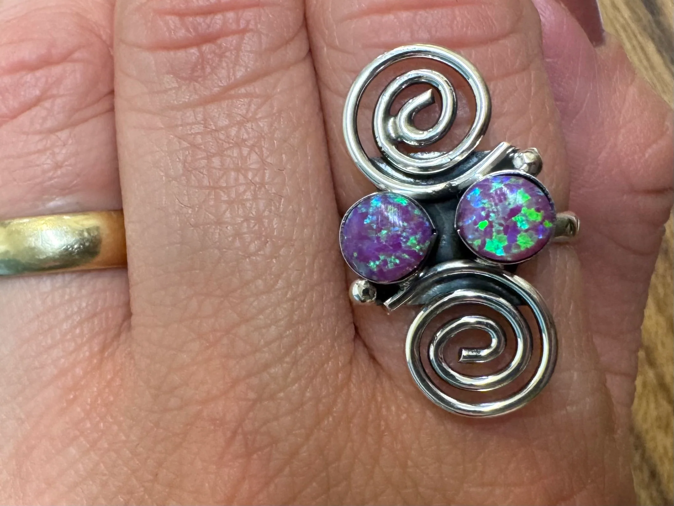 Double Swirl Opal Ring