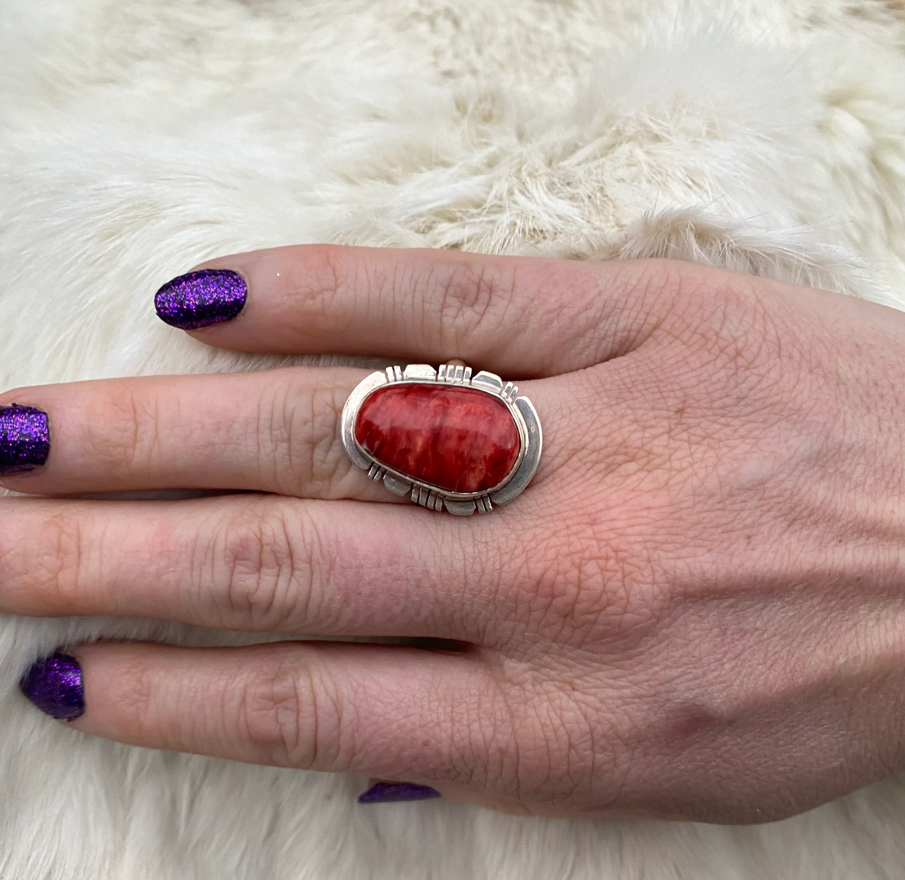 Flame Red Spiney Oyster Ring From The Rogers Collection - Image 2