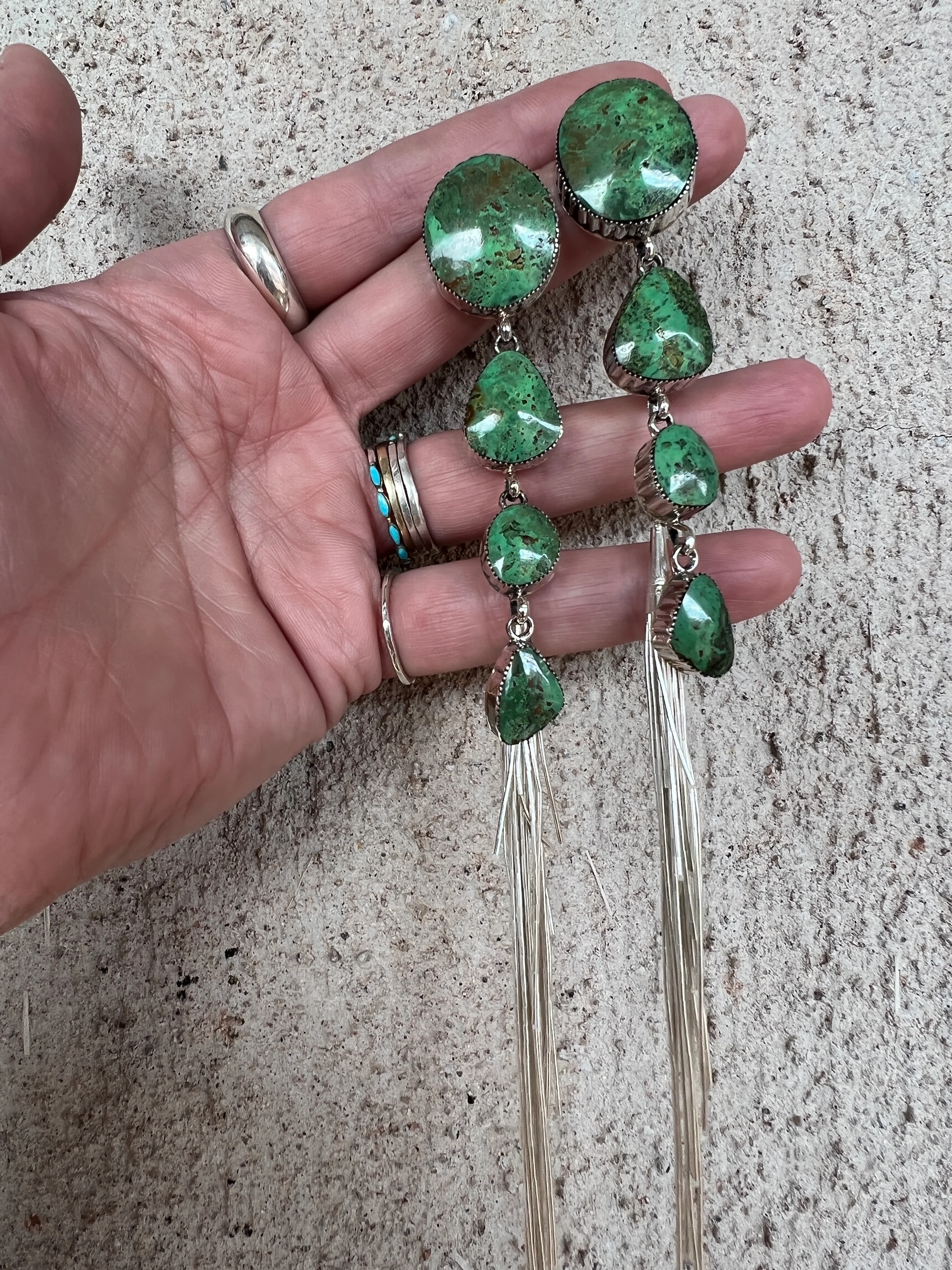 HEY GIRL HEY! Fabulous Shoulder Duster Earrings with Removable Liquid Silver Tassels - Image 7