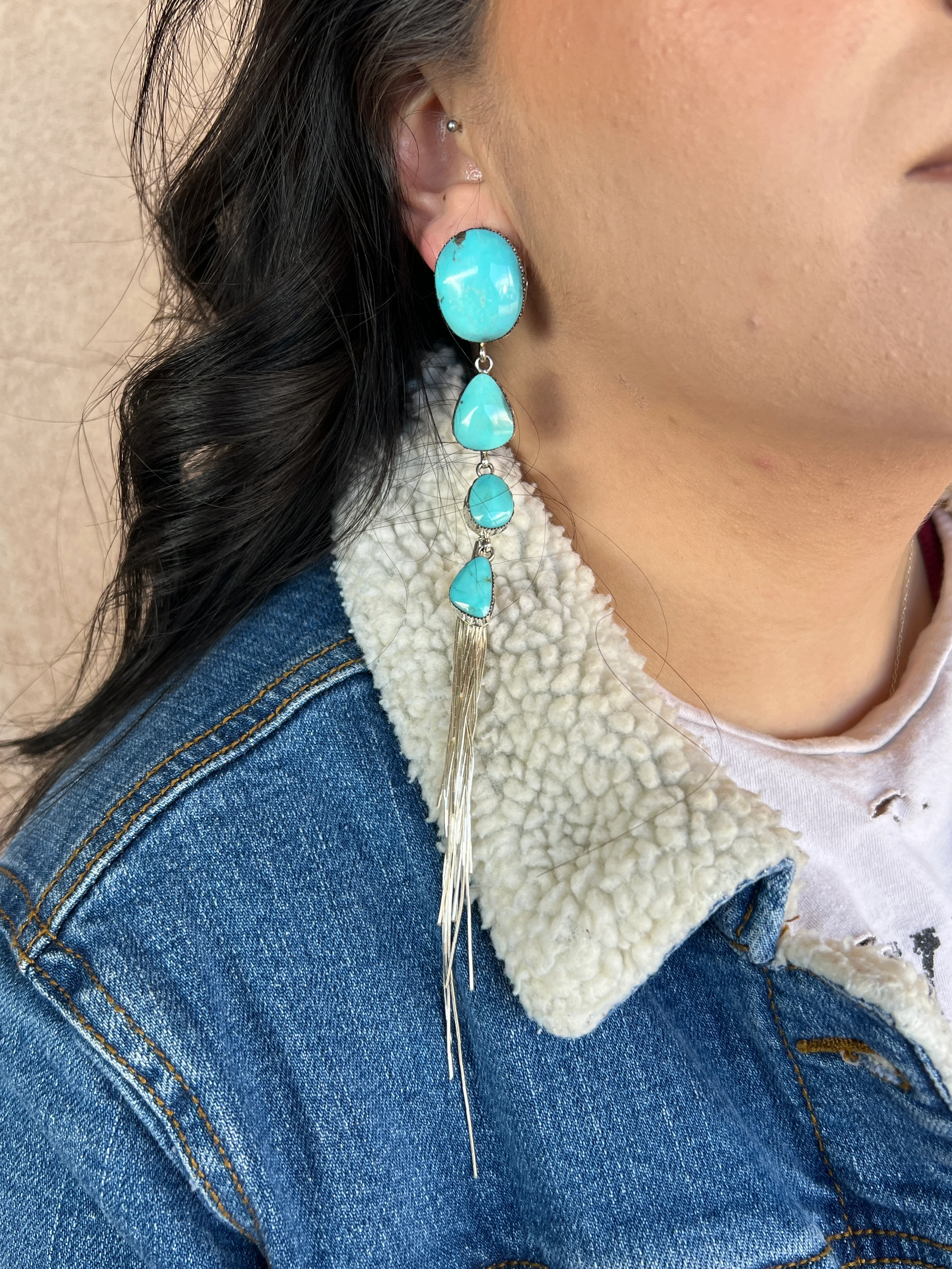 HEY GIRL HEY! Fabulous Shoulder Duster Earrings with Removable Liquid Silver Tassels - Image 9