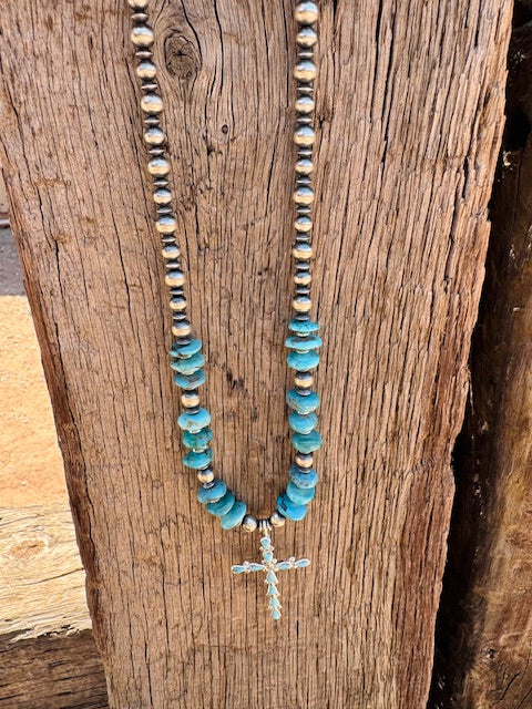 Holy Horizon Turquoise Cross Necklace