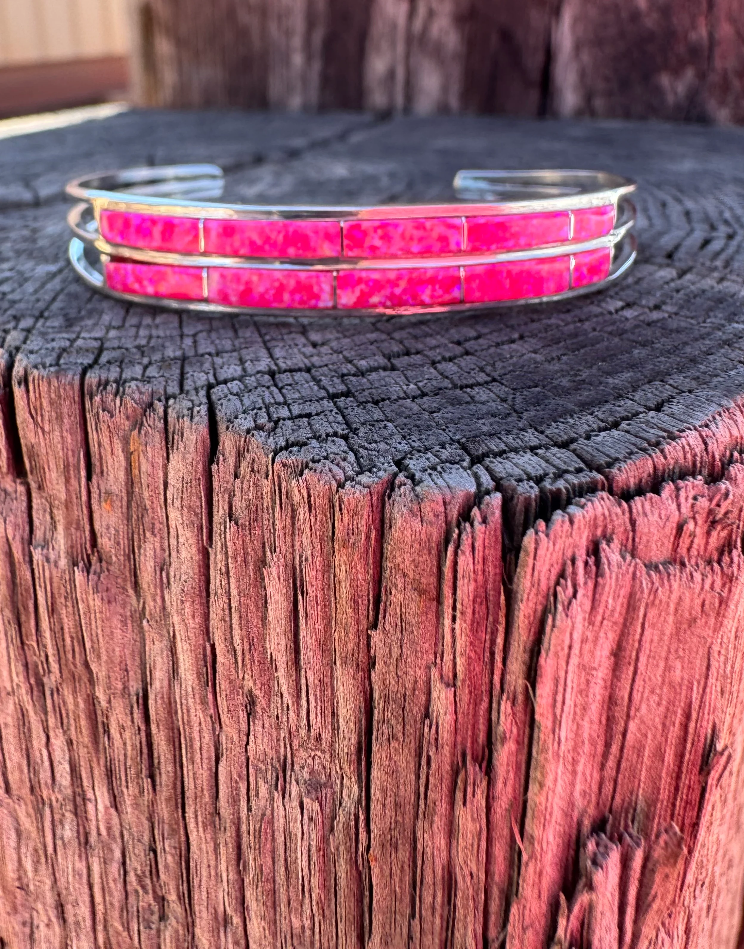 Hot  Pink Opal Barbie Cuff - Image 3