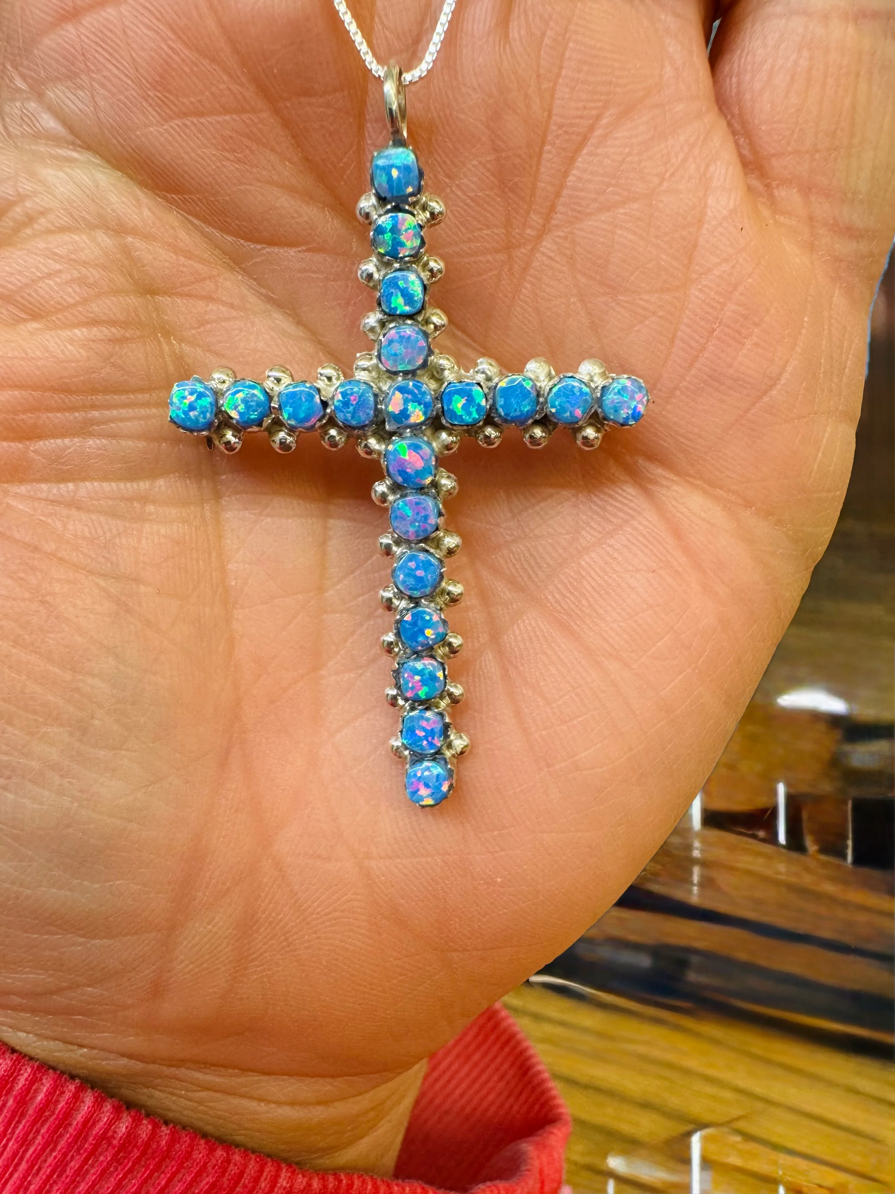Opal Cross Pendant - Image 3