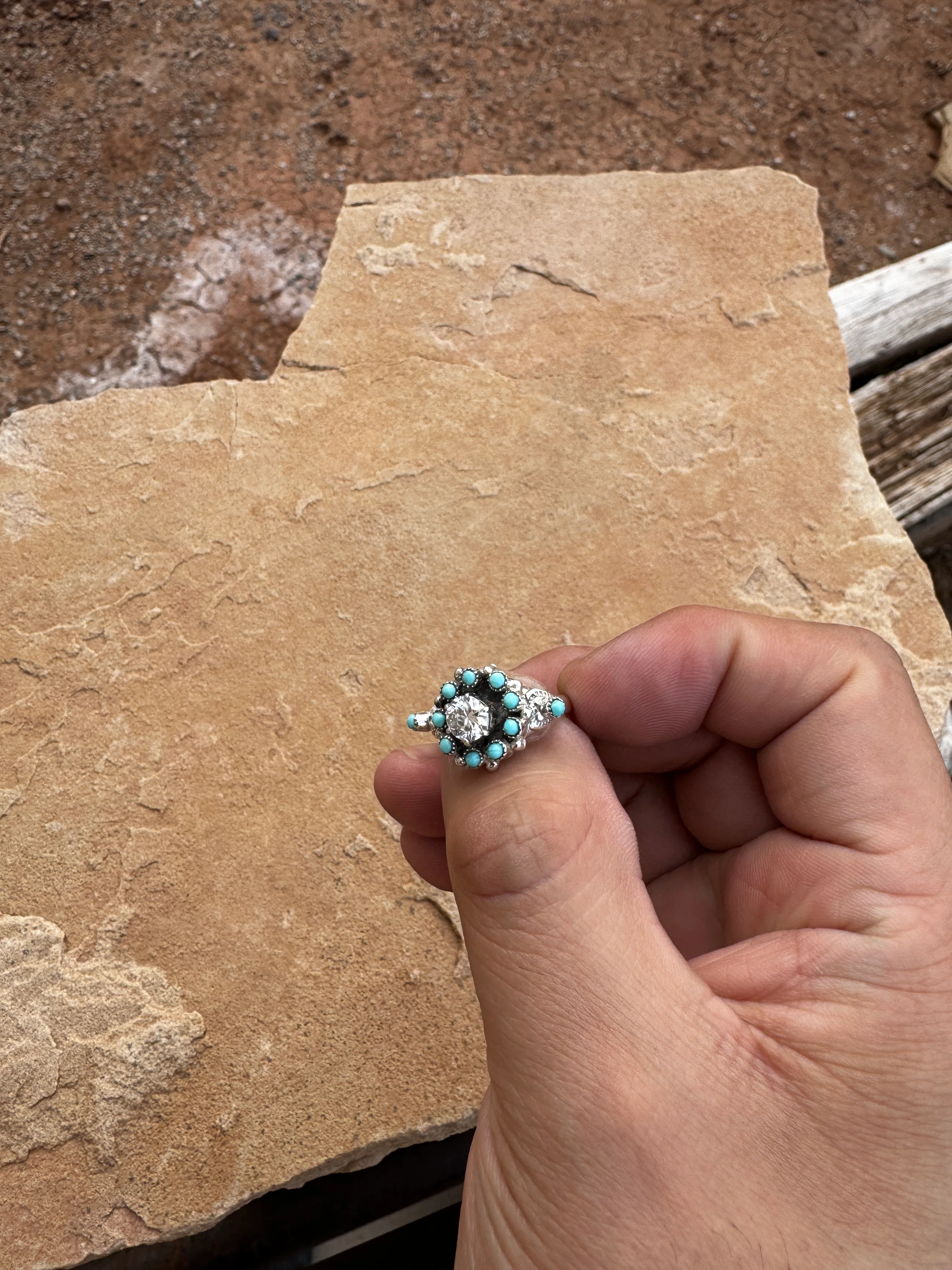 Infinity Turquoise I Do Moissanite Ring - Image 4